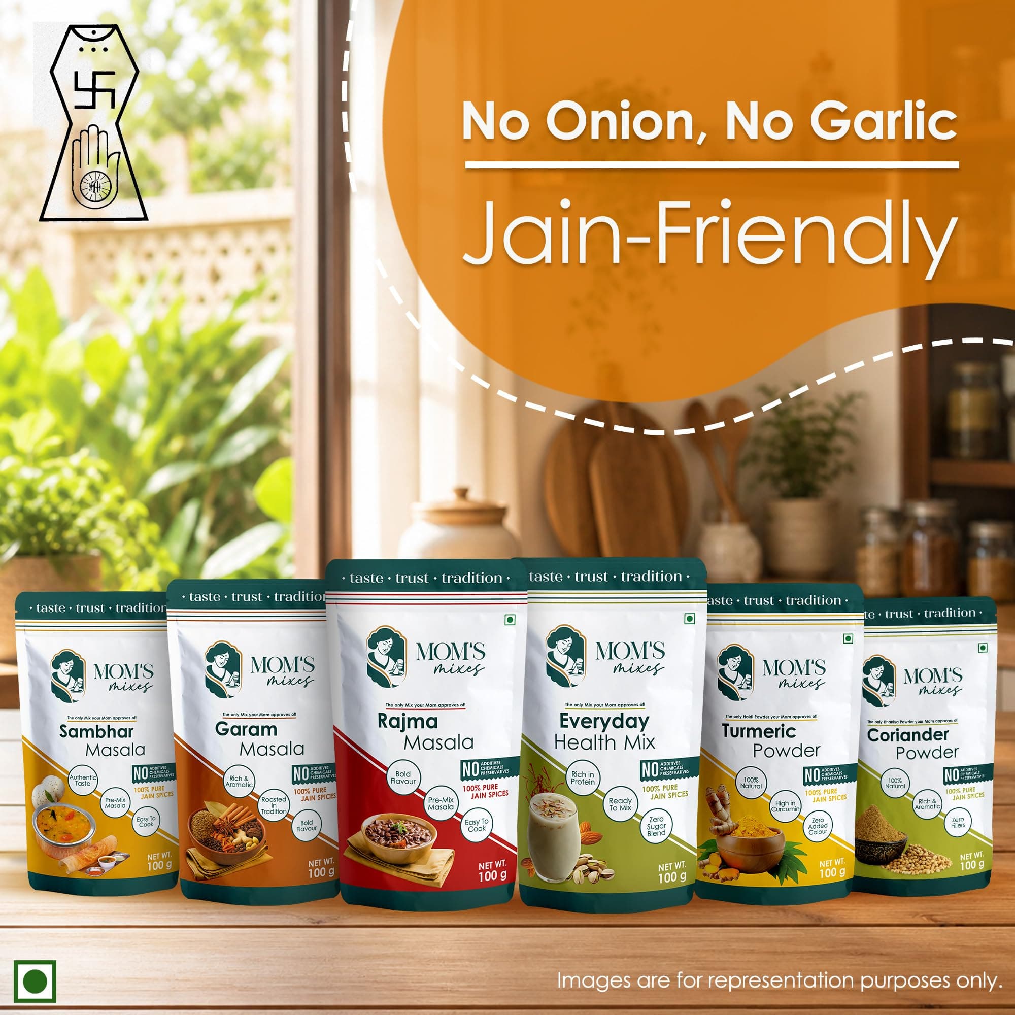 Mom’s Mixes Combo of 2 | Everyday Magic Mix + Rajma Masala | 100% Pure Jain Spices | No Onion No Garlic | No Preservatives | No MSG | No Added Colours | 200g — image 13