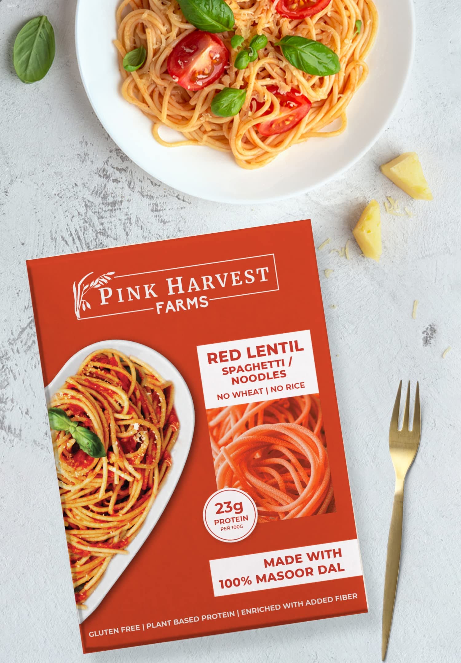 Pink Harvest Farms Red Lentil Spaghetti Noodles | No Rice - No Maida | Vegan | Gluten Free | High Protein | 200gm Pack — image 6