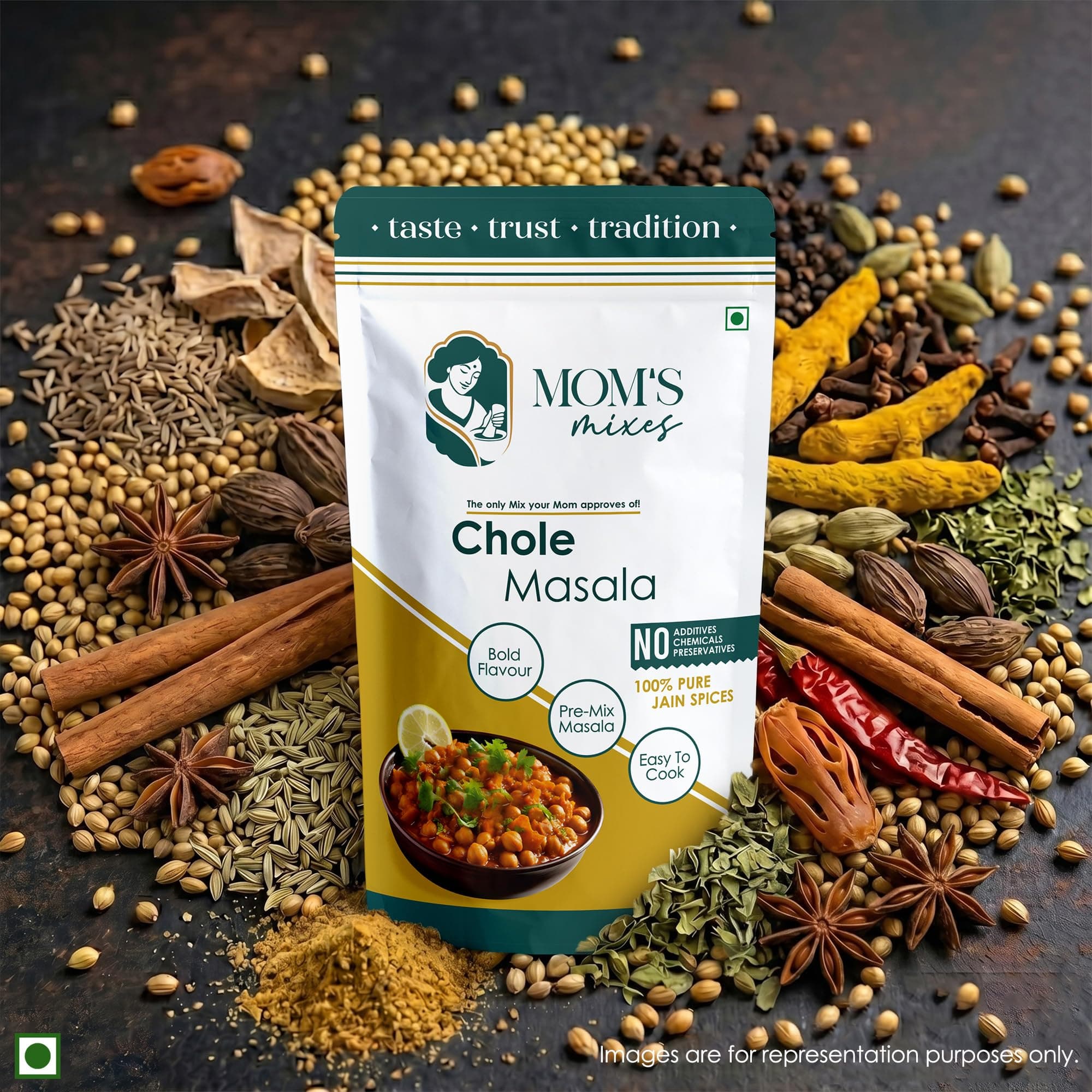 Mom’s Mixes Punjabi Style Combo | Pure Jain Spices | No Onion,No Garlic | No Chemical,No preservatives | Rajma Masala + Chole Masala | Bold North Indian Flavour | Ready-to-Mix | 100 gm Each — image 4