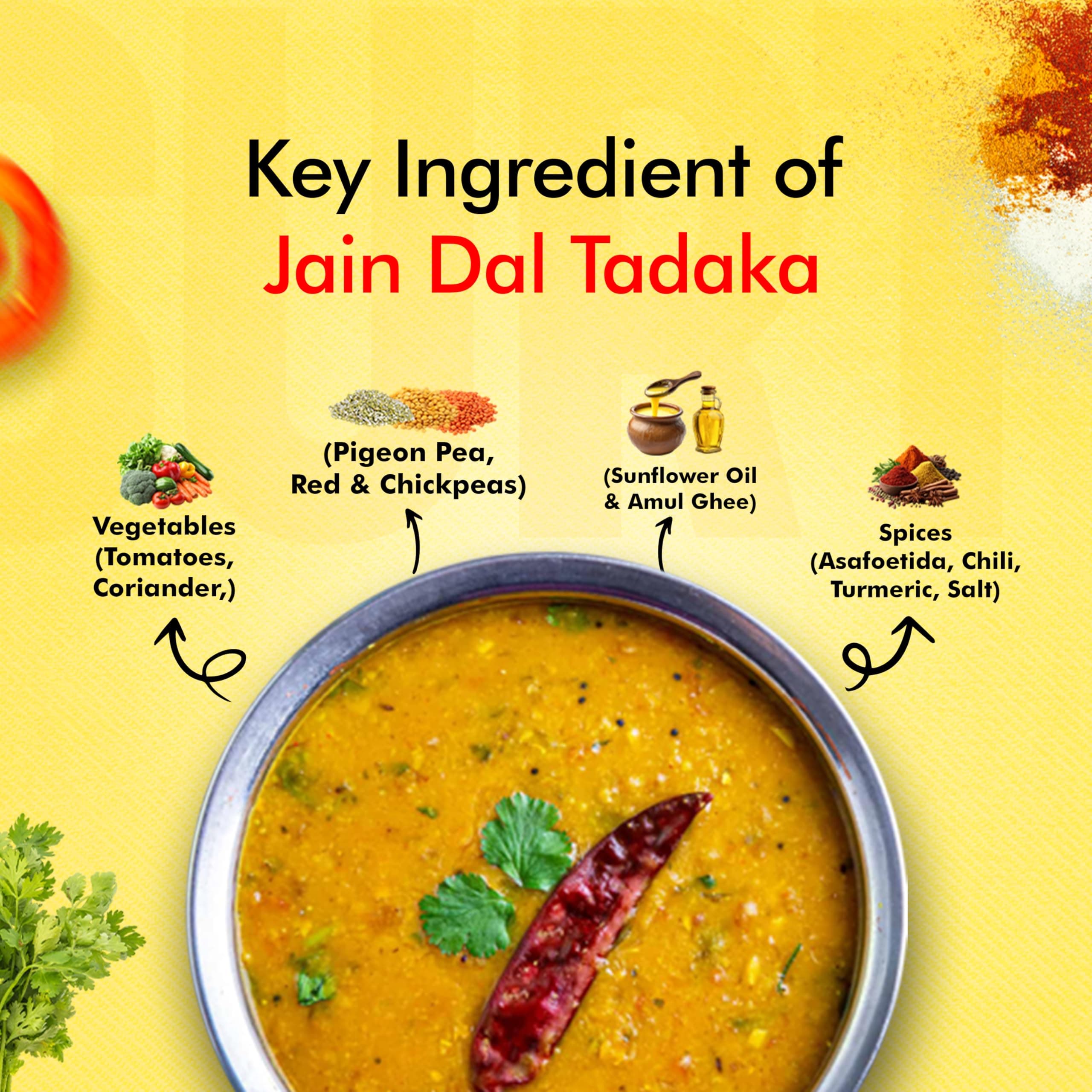 Surti Jain Dal Tadka Ready To Eat 300g Punjabi Style Dal Instant Meal Protein Rich Indian Curry No Artificial Colors Flavours Anytime Food (Pack of 1) — image 5