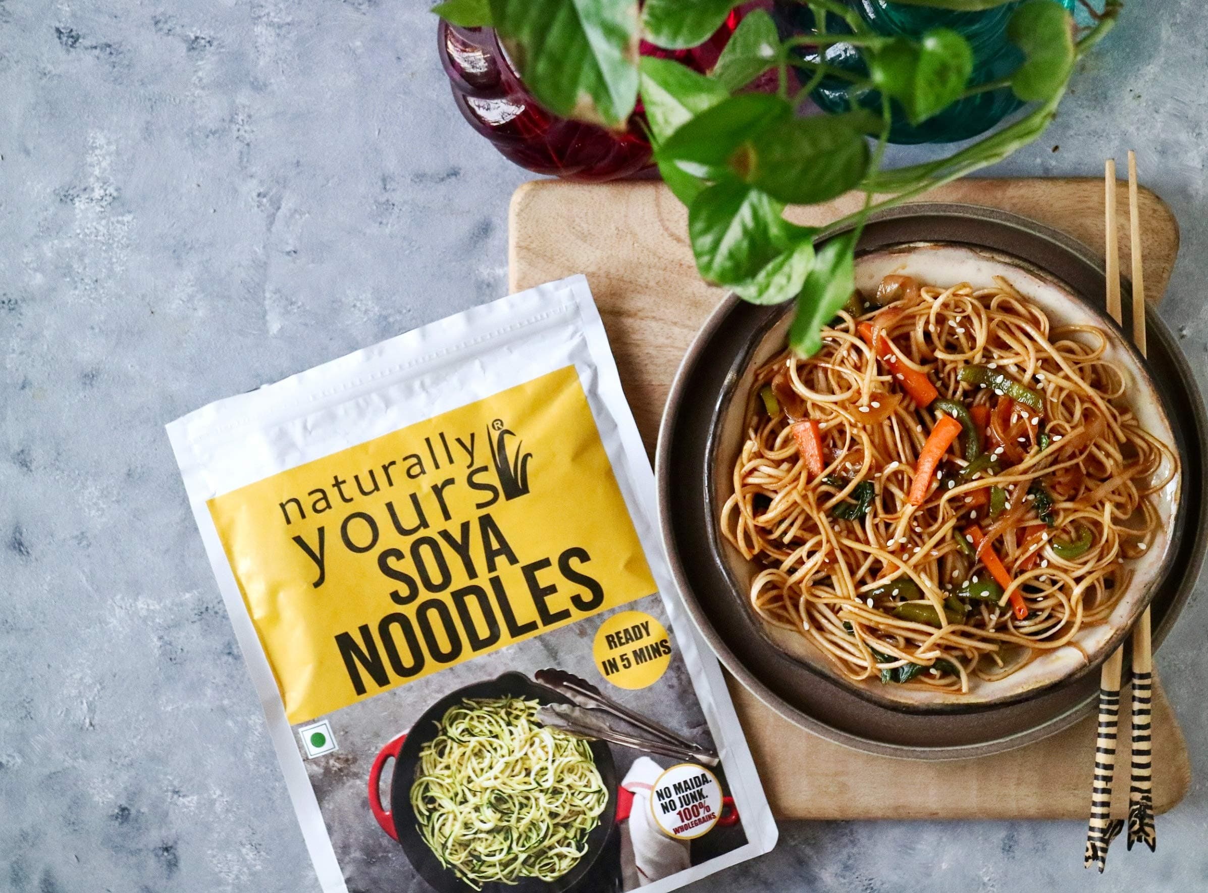 Naturally Yours Soy Hakka Noodles | Soybean & Wheat Protein | No Maida, No Onion No Garlic, Jain Friendly, Vegan, Preservative Free, No MSG | High Protein & Fiber | Tastemaker Inside | 180g Pack of 2 — image 6