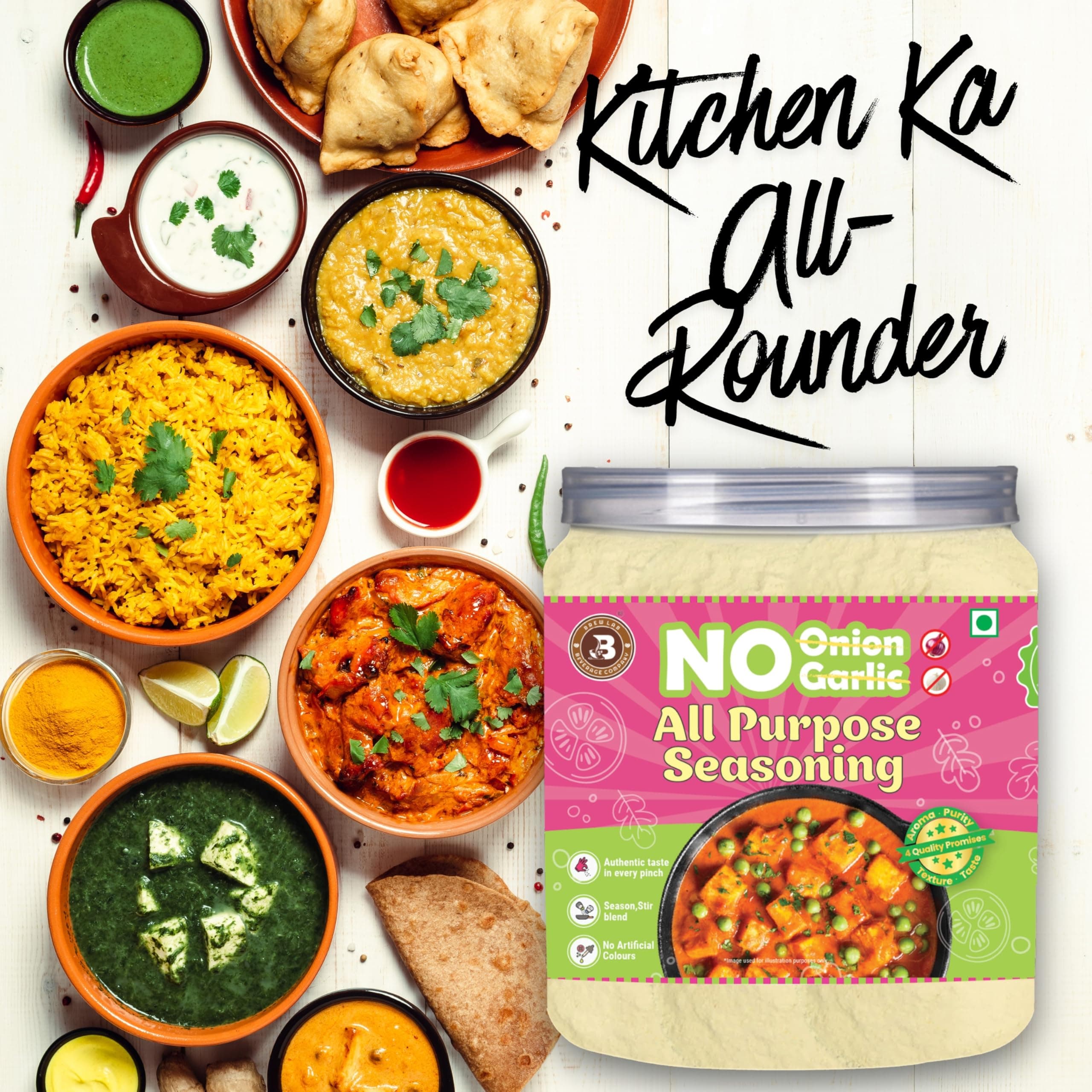 Brew Lab All-Purpose Seasoning (No Onion & Garlic) | Jain-Friendly Multipurpose Masala for Cooking | Perfect for Fries, Snacks, Vegetables, Gravy, Pasta & More | 250g — image 7