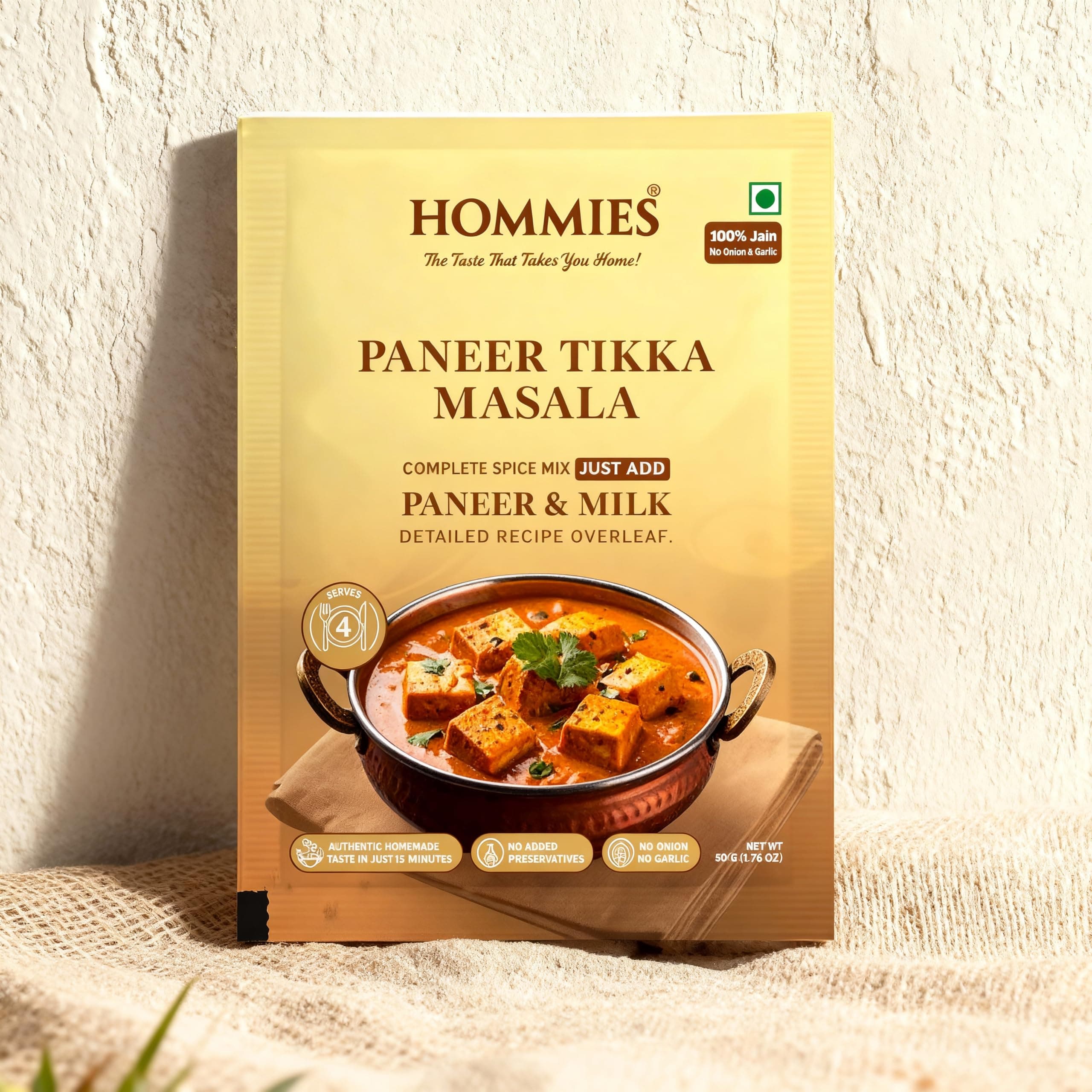 Hommies Dhaba Style Jain Paneer Tikka Masala Curry Spice Mix | No Onion No Garlic | Ready to Cook in 15 Mins | Just Add Paneer & Milk | Authentic Jain Curry Masala | Serves 4 | No Preservatives | Pack of 4 (200g, 50g Each) — image 5