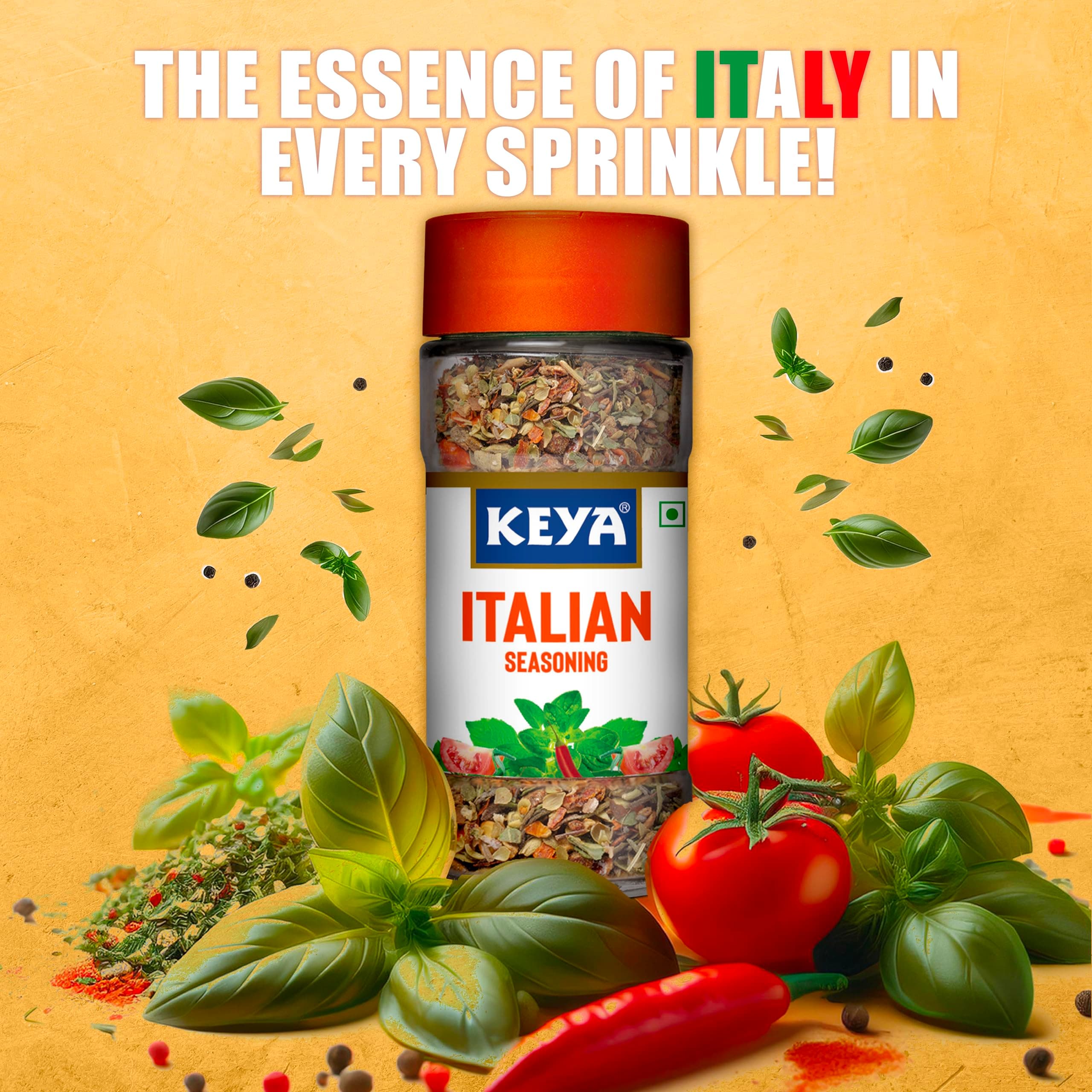 Keya Italian Seasoning, All Natural & Healthy Italian Spice Blend for Pizza, Pasta| Glass Bottle | Premium Herbs and Spices 35gm — image 2