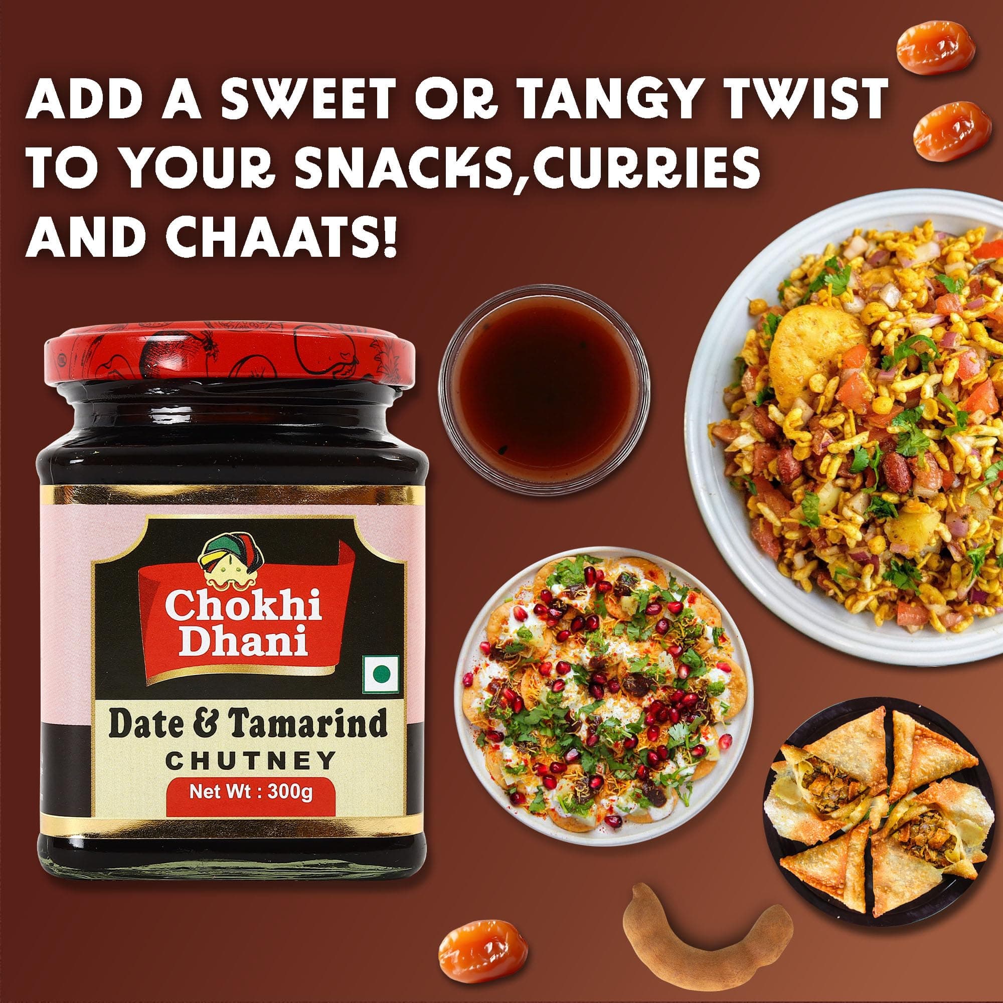 Chokhi Dhani Tamarind Date Chutney 300g | Authentic Imli Khajoor Ki Khatti Meethi Chutney | Sweet & Tangy Dip for Chaat, Samosa, Pakora & Snacks | Jain-Friendly | No Preservatives | Pack of 1 — image 4