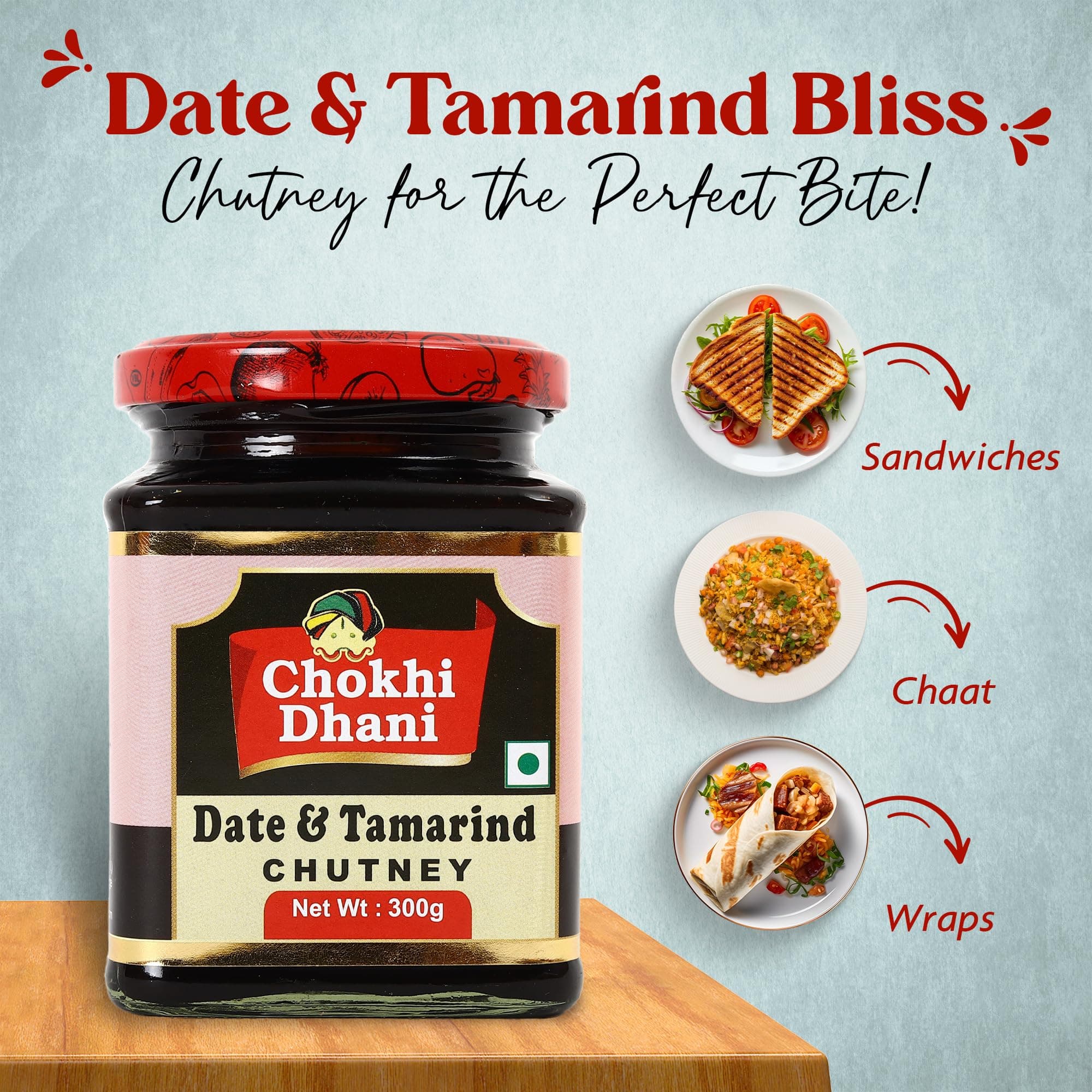 Chokhi Dhani Tamarind Date Chutney 300g Each (Pack of 2) | Authentic Imli Khajoor Ki Khatti Meethi Chutney | Sweet & Tangy Dip for Chaat, Samosa & Snacks | Jain-Friendly | No Preservatives — image 5