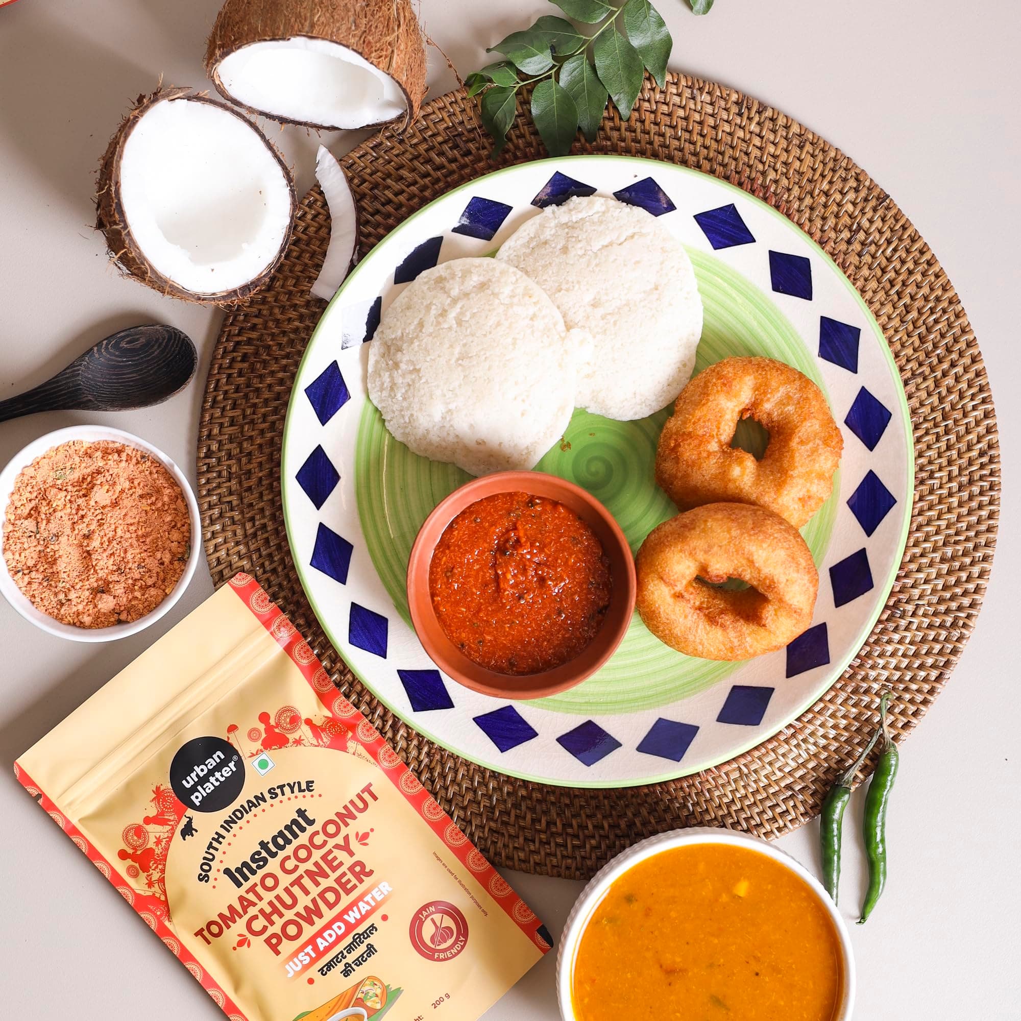 Urban Platter South Indian Style Instant Tomato Coconut Chutney Powder, 200g / 7oz [Nariyal ki Chutney, Just Add Water] — image 6