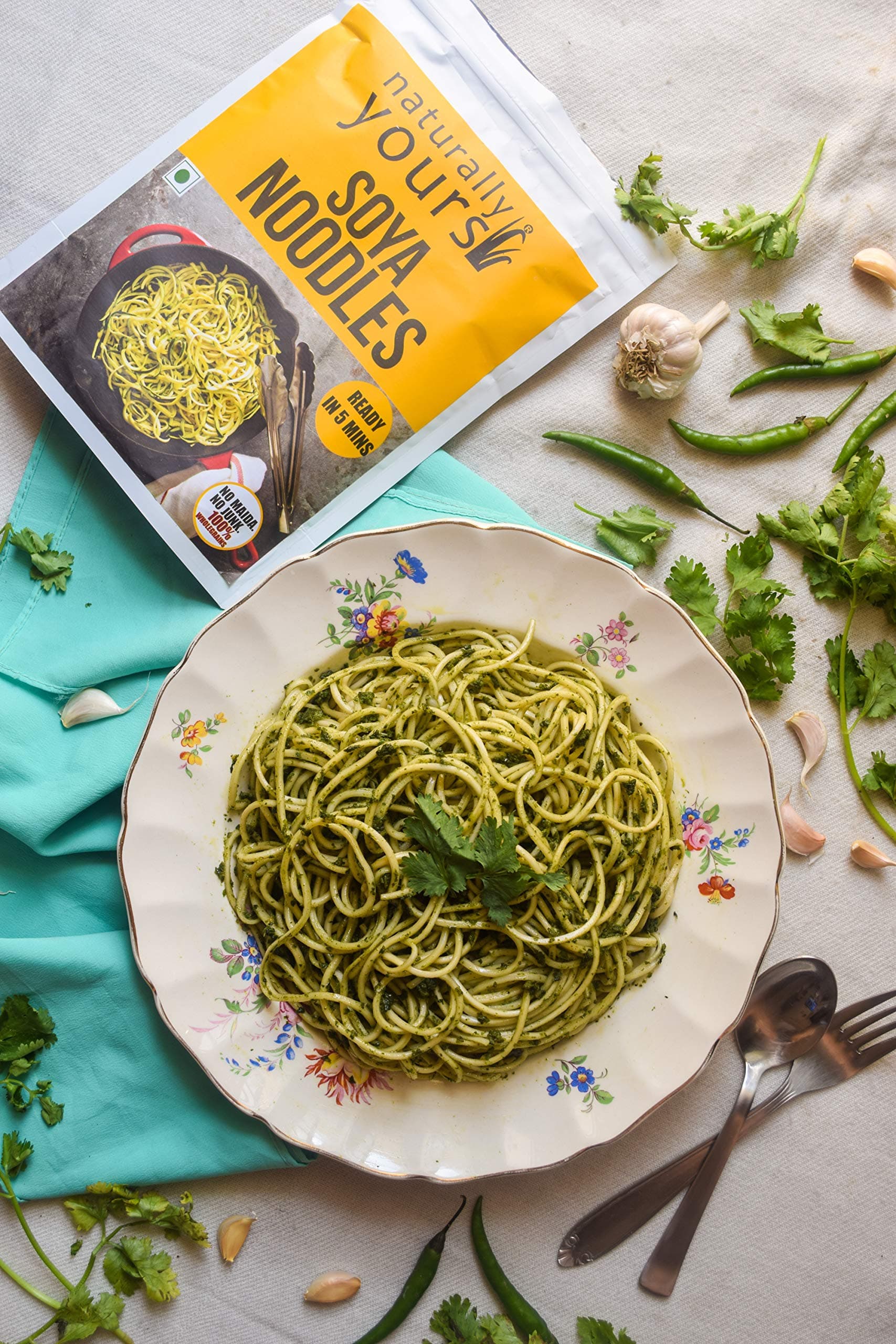Naturally Yours Soy Hakka Noodles | Soybean & Wheat Protein | No Maida, No Onion No Garlic, Jain Friendly, Vegan, Preservative Free, No MSG | High Protein & Fiber | Tastemaker Inside | 180g Pack of 2 — image 7