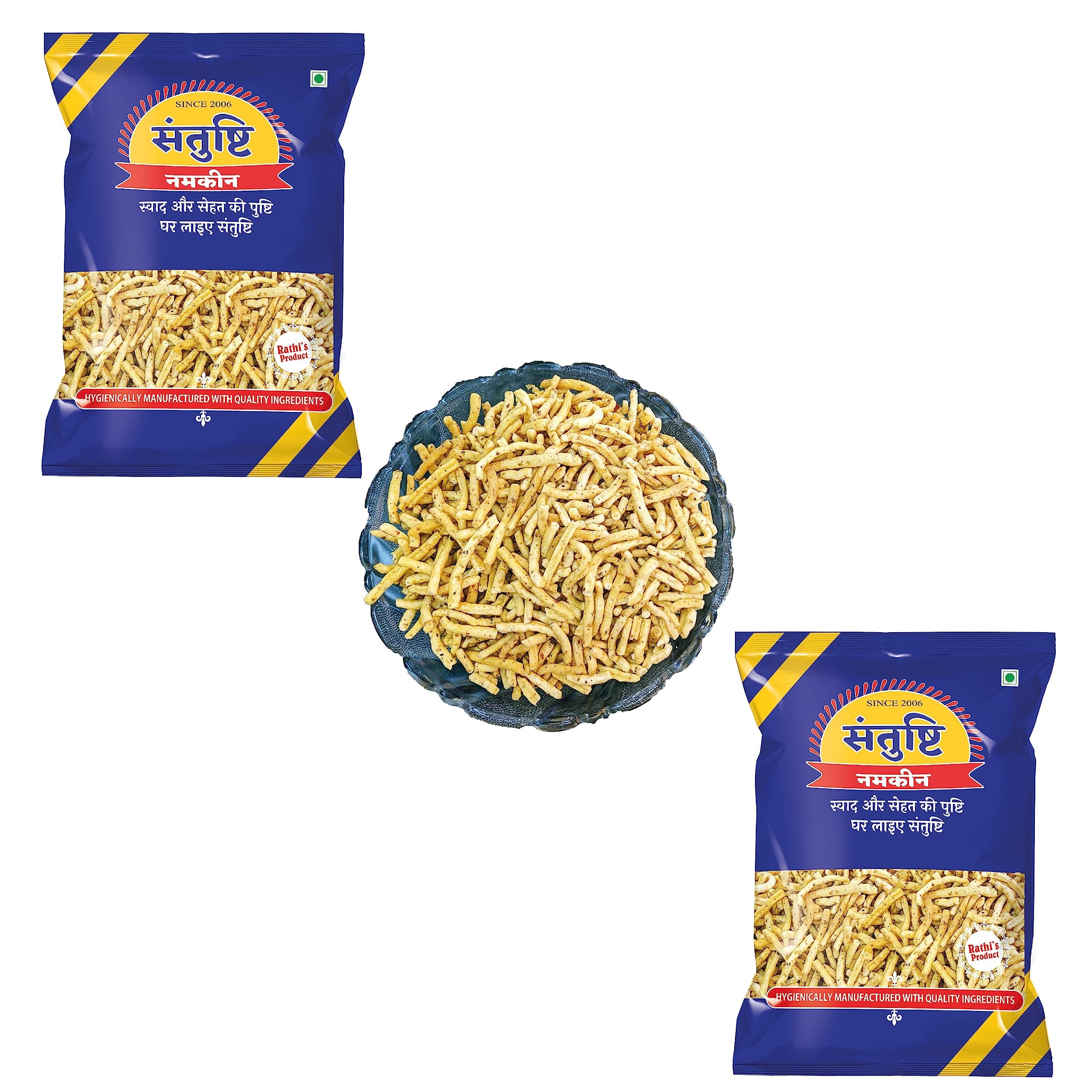 SANTUSHTI NAMKEEN Ratlami Laung Sev 400g x 2 Packs | Spicy Clove-Flavored Indian Snack | Authentic Ratlam Style Namkeen | Crunchy & Tasty Snack | No Preservatives | Ready to Eat