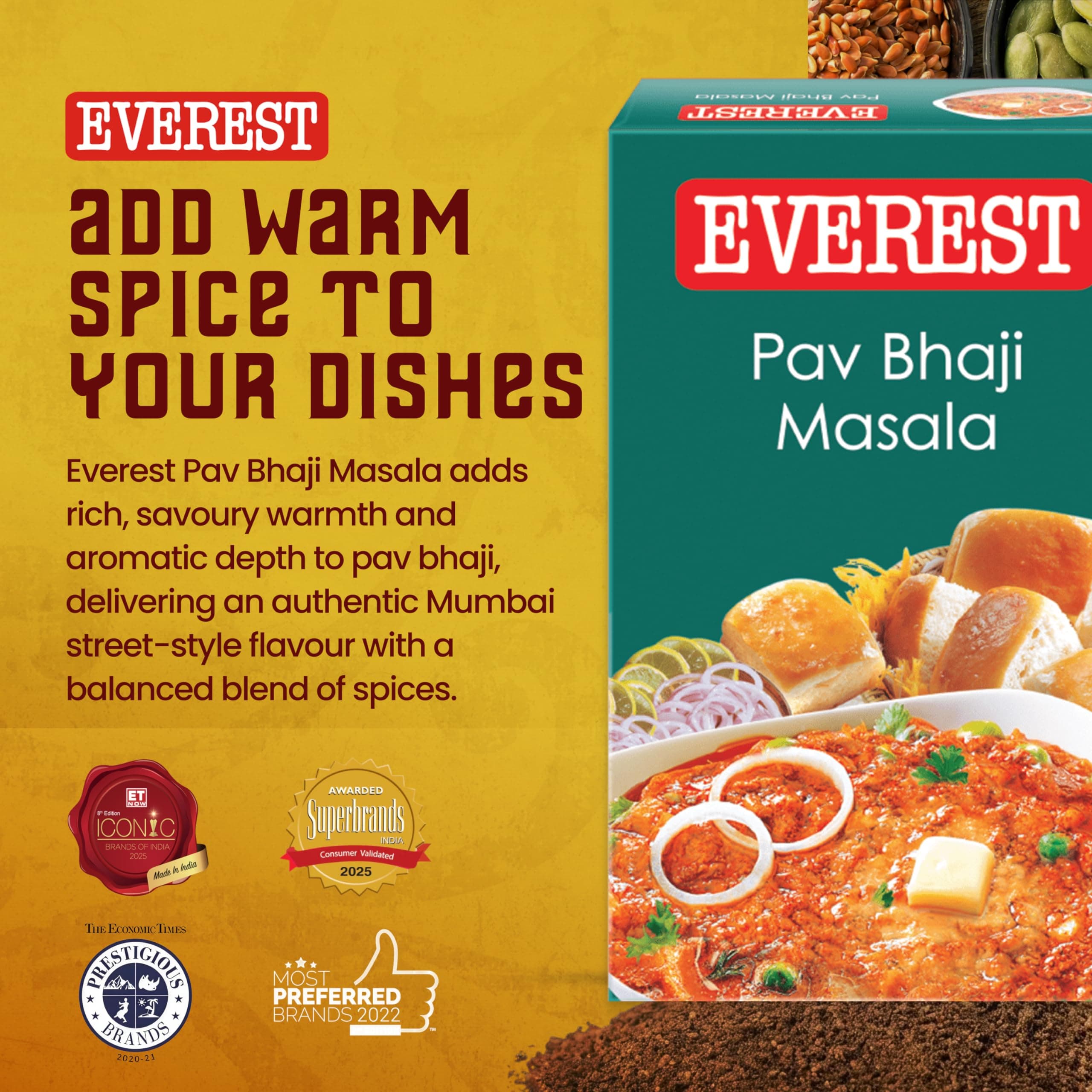 Everest Pav Bhaji Masala – 50g | Authentic Mumbai-Style Spice Blend for Rich, Flavourful Pav Bhaji | Aromatic Masala Powder for Bhaji, Snacks & Street-Style Cooking — image 2