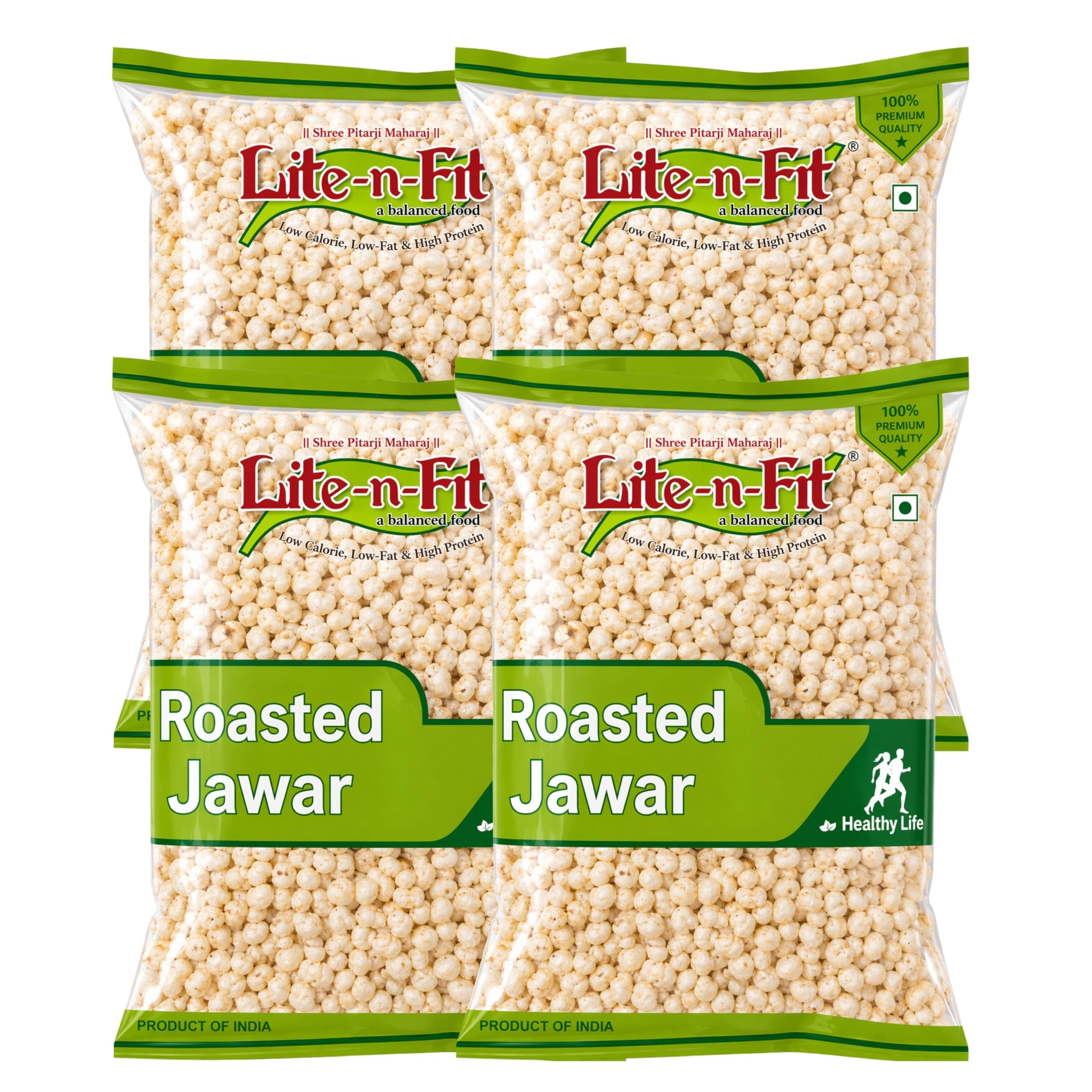 Lite-n-Fit Roasted Jowar - 130g Each, Pack of 4 | Crunchy & Healthy Sorghum Snack | Roasted Namkeen | Light & Crispy Evening Snack | Jowar Murmura — image 2
