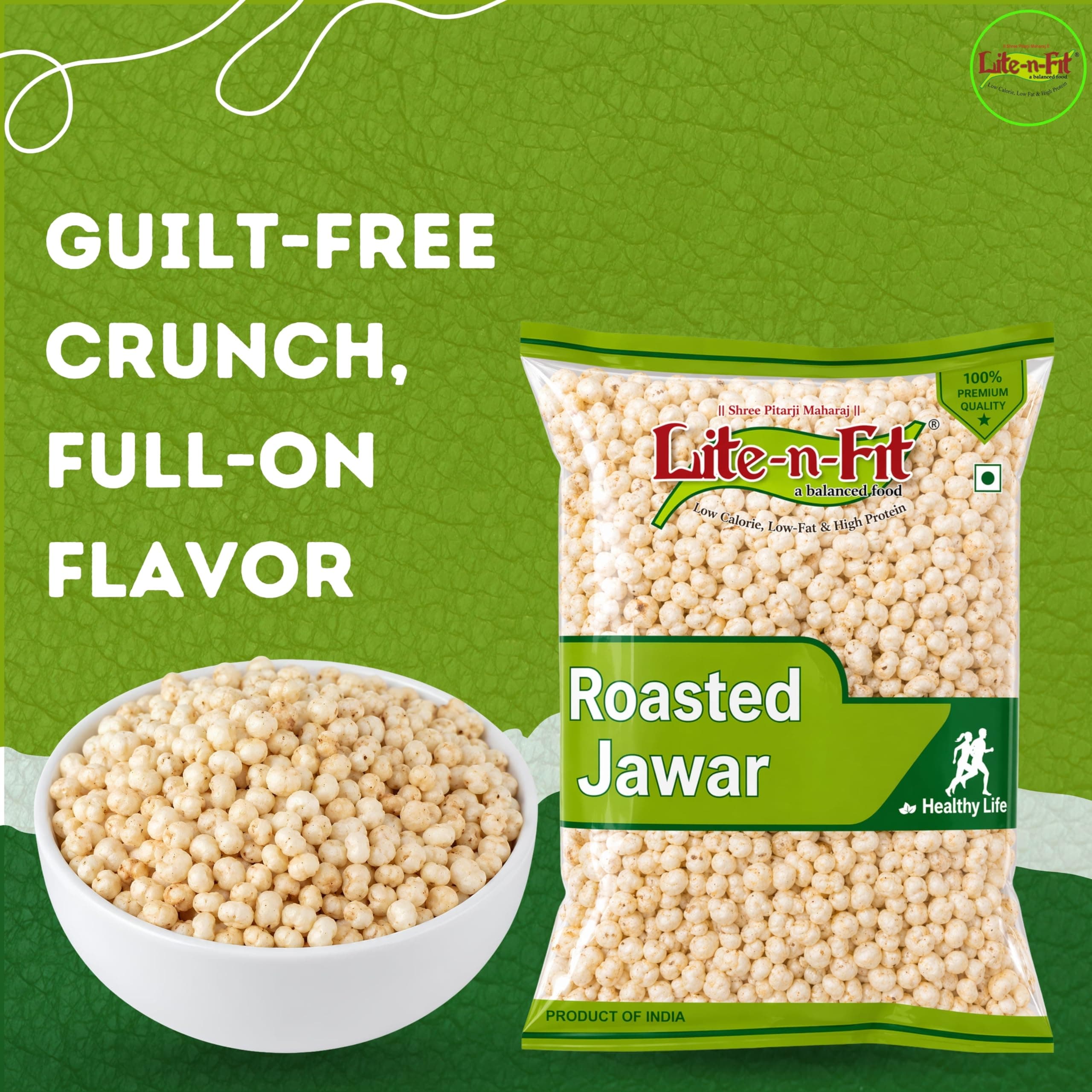 Lite-n-Fit Roasted Jowar - 130g Each, Pack of 4 | Crunchy & Healthy Sorghum Snack | Roasted Namkeen | Light & Crispy Evening Snack | Jowar Murmura — image 7