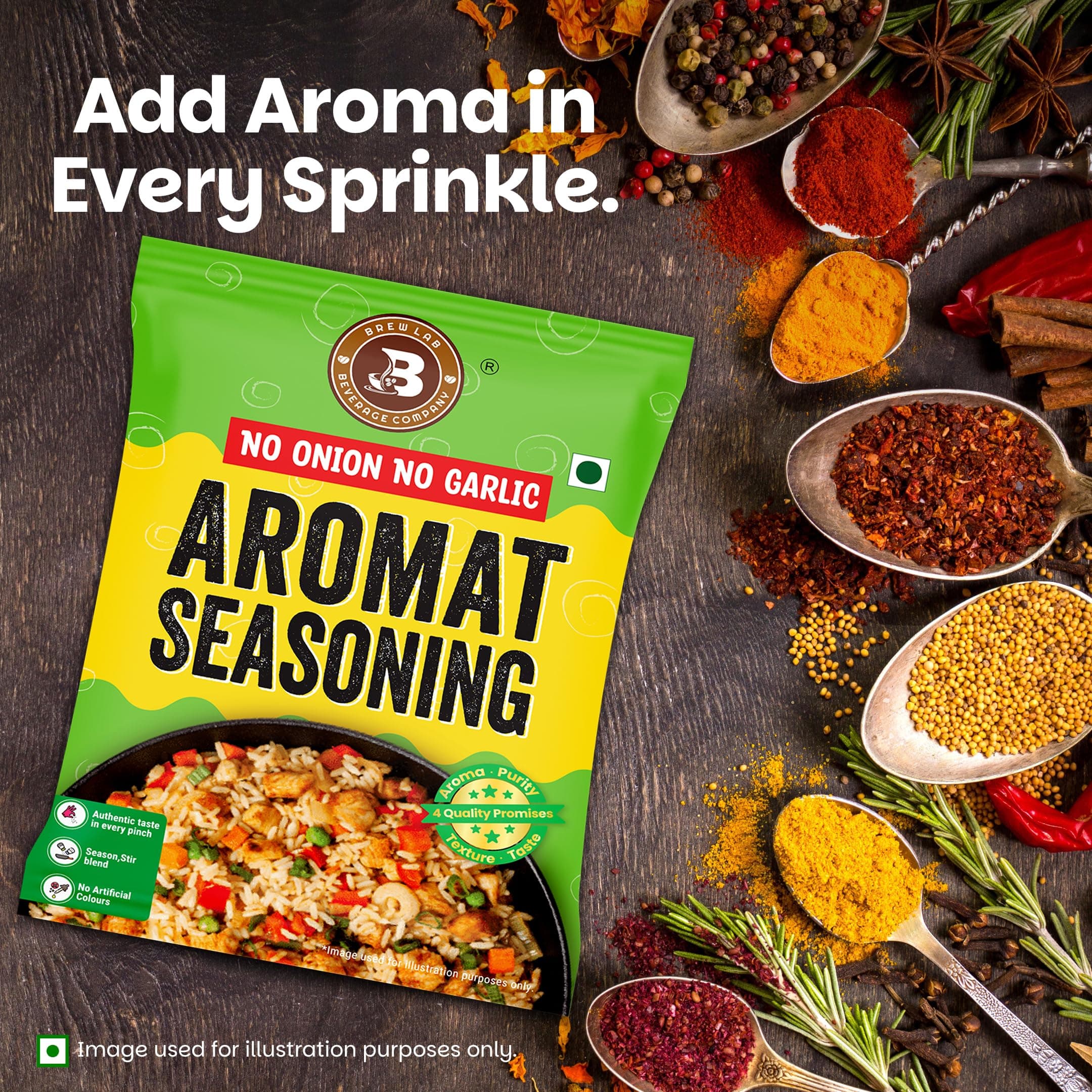 Brew Lab No Onion No Garlic Aromat Seasoning | All-Purpose Seasoning | Perfect Jain Seasoning for Chinese, Indian & Continental Dishes | 1kg — image 3