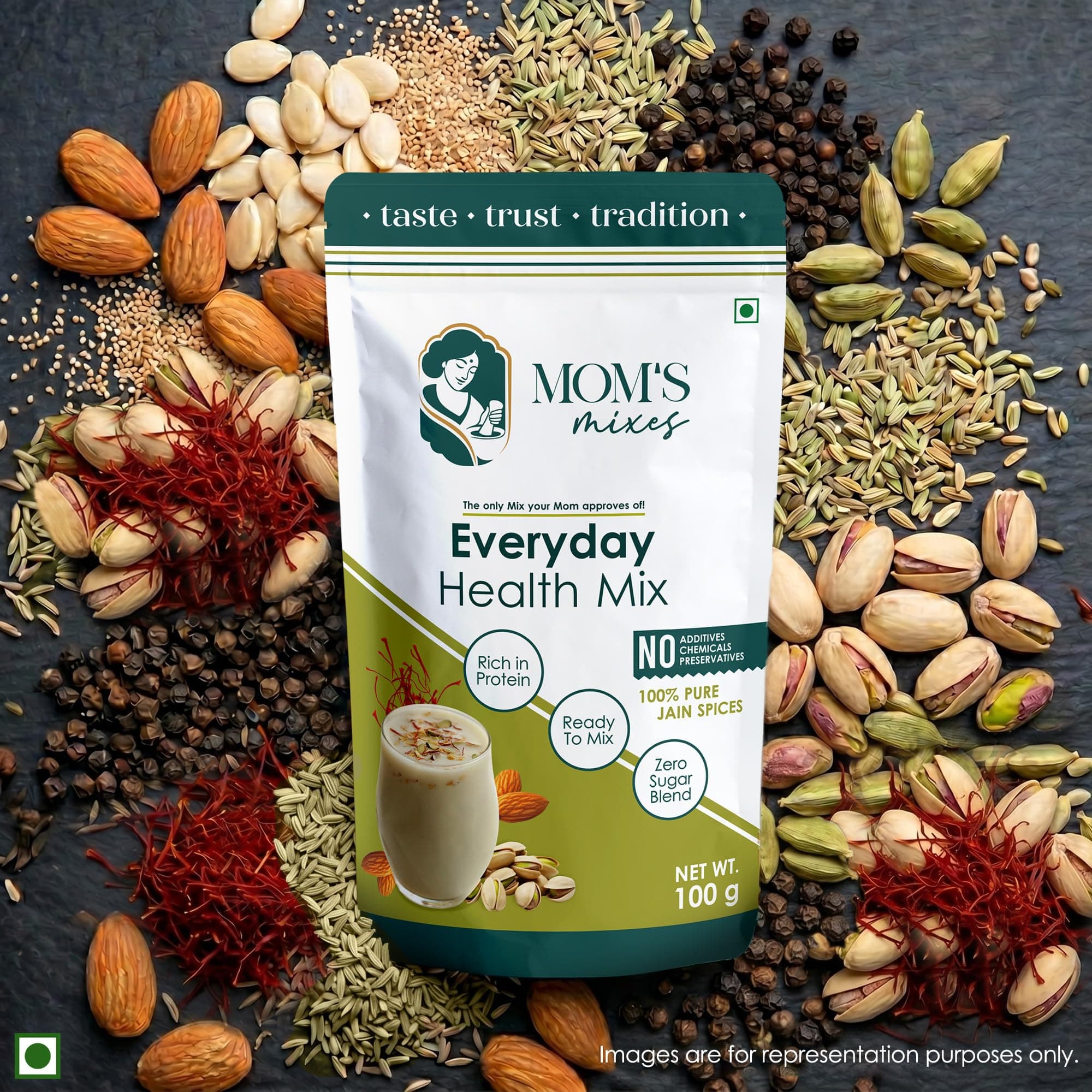 Mom’s Mixes Everyday Health Mix | Dry Fruits | 16g Natural Protein | Almonds, Pistachios & Seeds Blend | Pure Jain Mix | No Sugar | Semi-Solid Nutrient Mix | Pure Jain | No Preservatives | No MSG | Healthy Blend | 200g — image 3