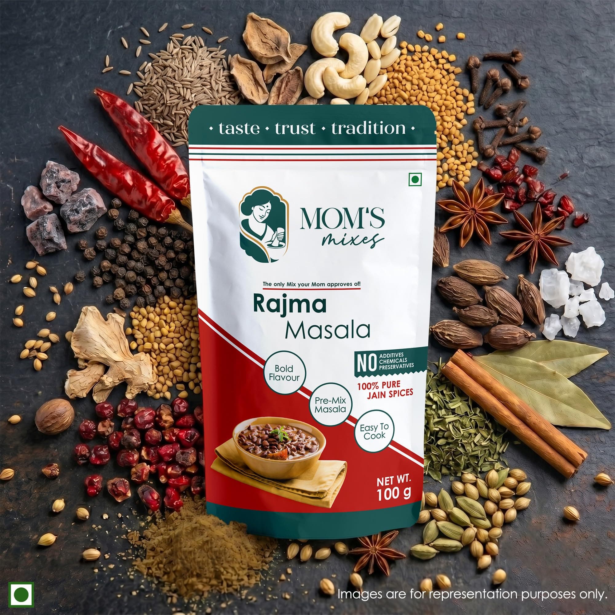 Mom’s Mixes Punjabi Style Combo | Pure Jain Spices | No Onion,No Garlic | No Chemical,No preservatives | Rajma Masala + Chole Masala | Bold North Indian Flavour | Ready-to-Mix | 100 gm Each — image 9
