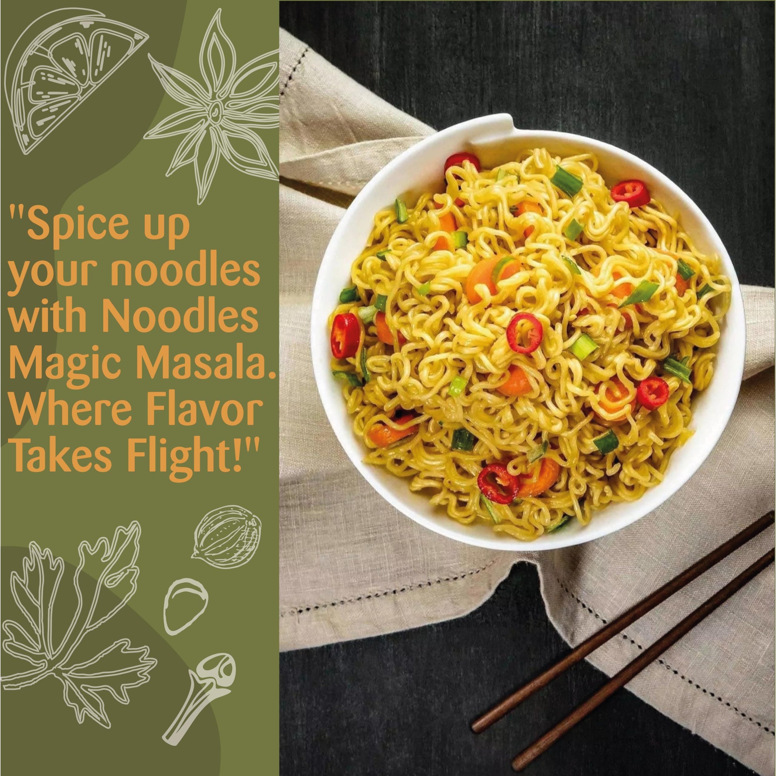 Omas Fresh No Onion No Garlic Noodles Magic Masala & Peri Peri Seasoning | 250g × 2 Combo Pack | Spicy & Flavorful Duo for Noodles, Pasta & Everyday Cooking — image 5