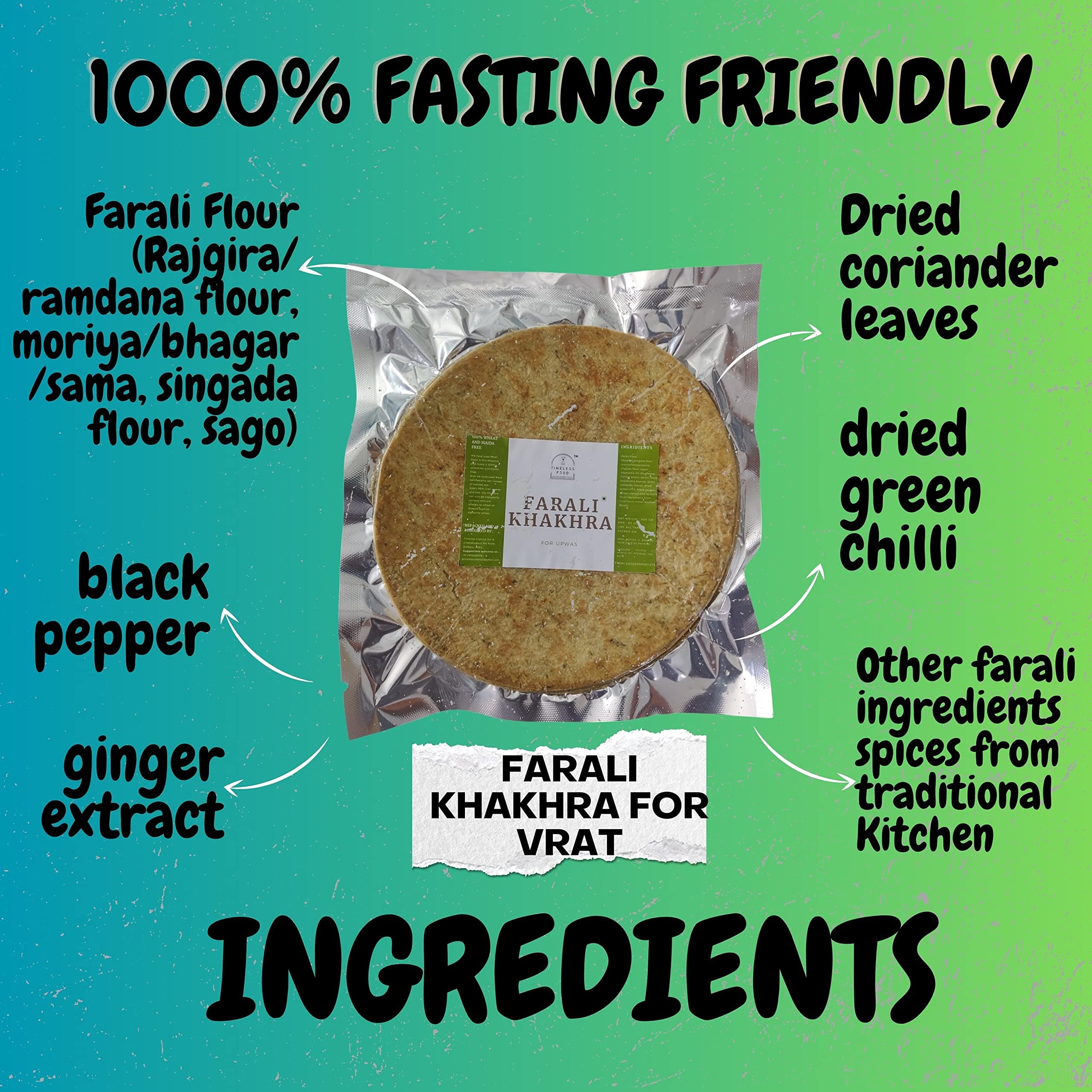 Timeless Food Farali Khakhra 200g | Wheatless Sahgar Khakhra for Upwas & Vrat | Fasting Snack | Healthy & Crunchy — image 3