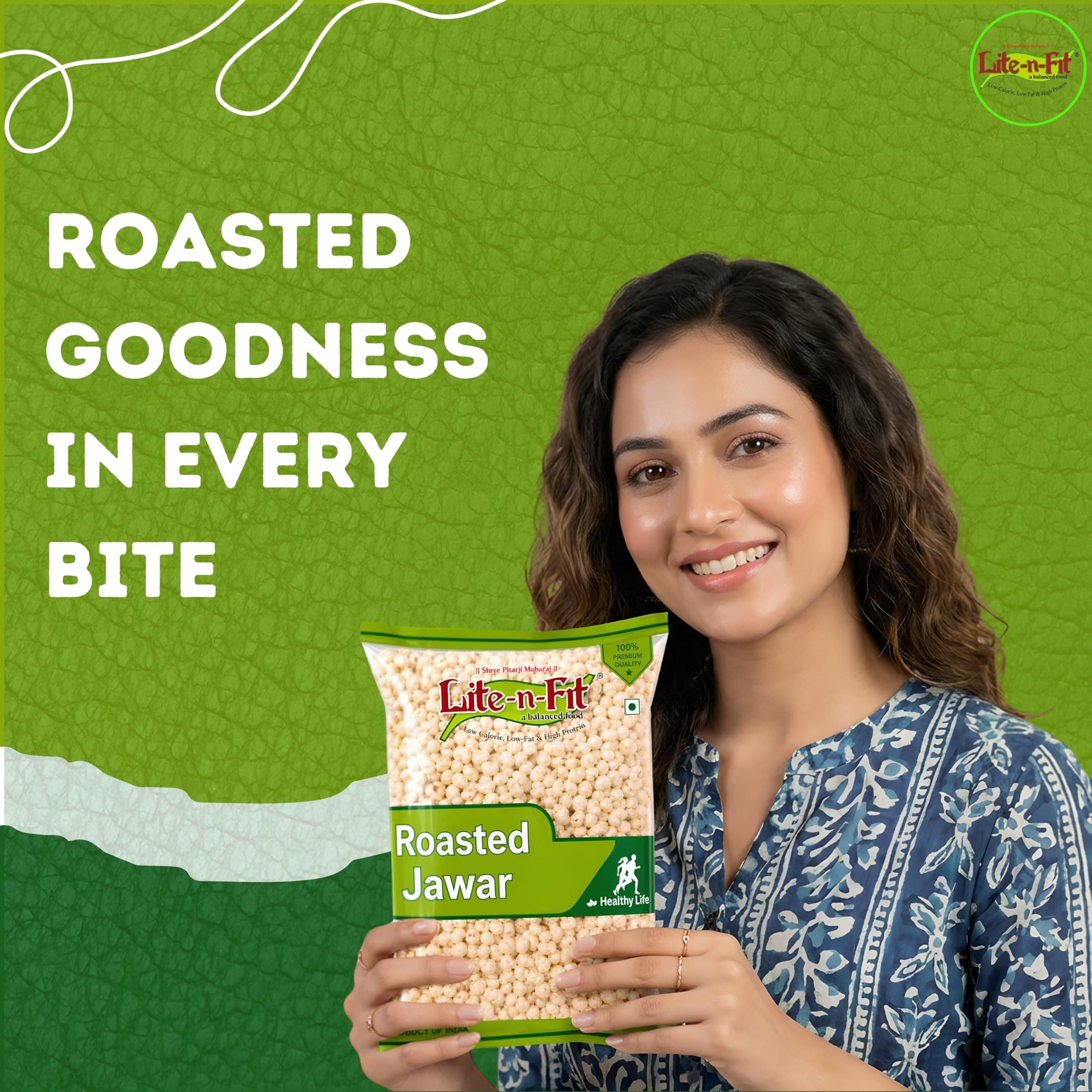 Lite-n-Fit Roasted Jowar - 130g Each, Pack of 4 | Crunchy & Healthy Sorghum Snack | Roasted Namkeen | Light & Crispy Evening Snack | Jowar Murmura — image 6