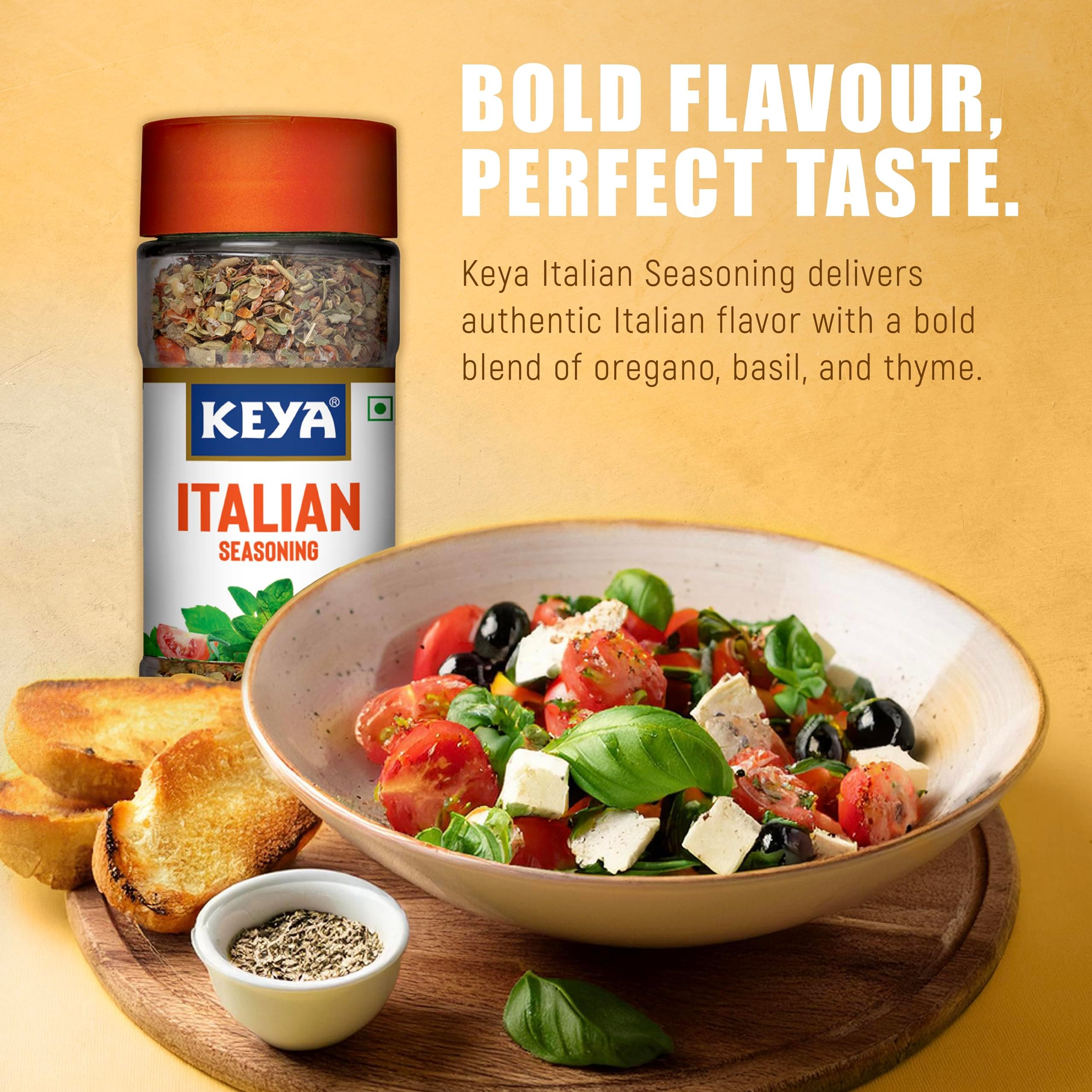 Keya Italian Seasoning, All Natural & Healthy Italian Spice Blend for Pizza, Pasta| Glass Bottle | Premium Herbs and Spices 35gm — image 3