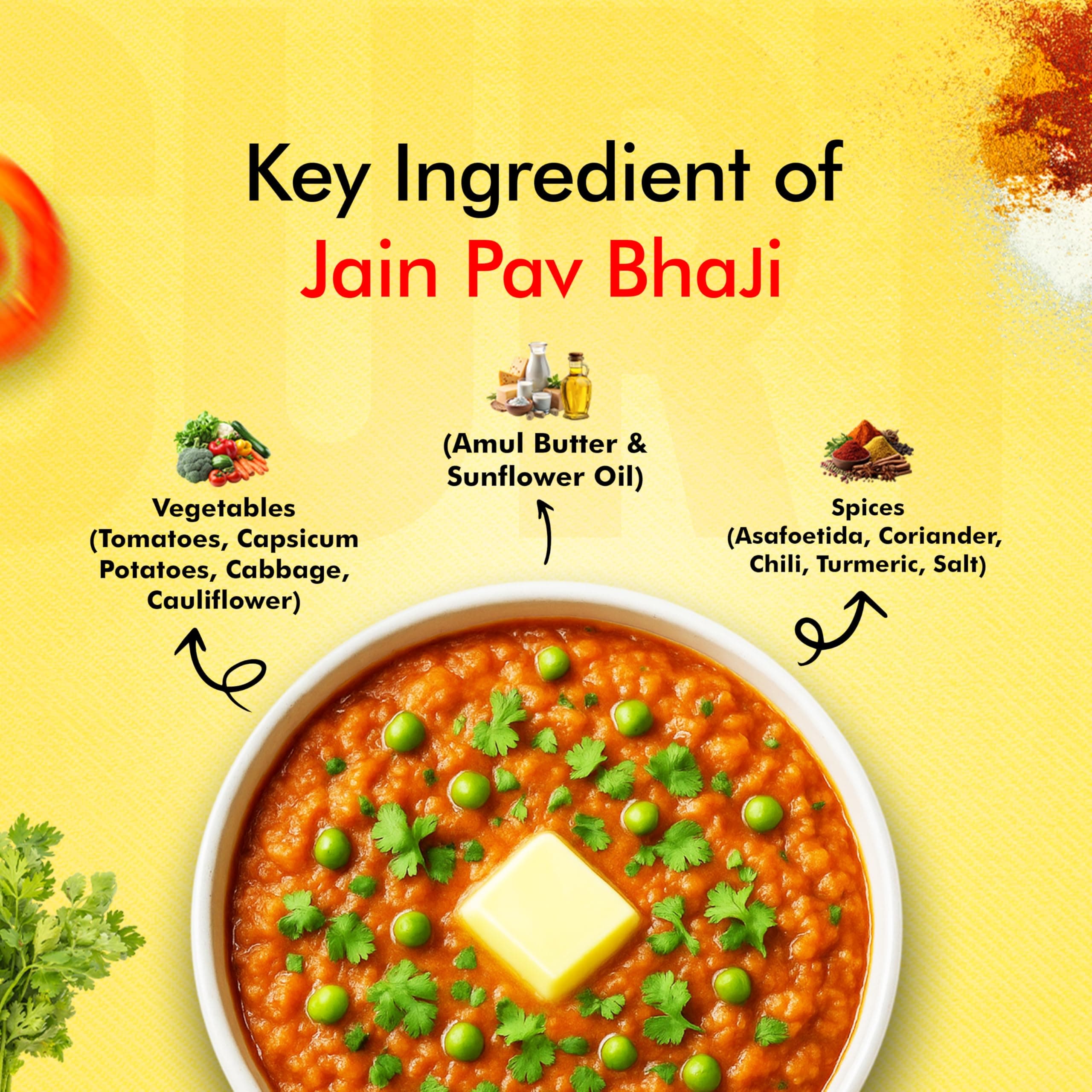 Surtiflavour Authentic jain Pav Bhaji 250 gram Indian Culinary Delight Instant Ready-to-Eat Jain Dish | Gluten-Free | Preservative-Free | Just Add Hot Water | Rich Taste & Aroma (Pack of 2) — image 6