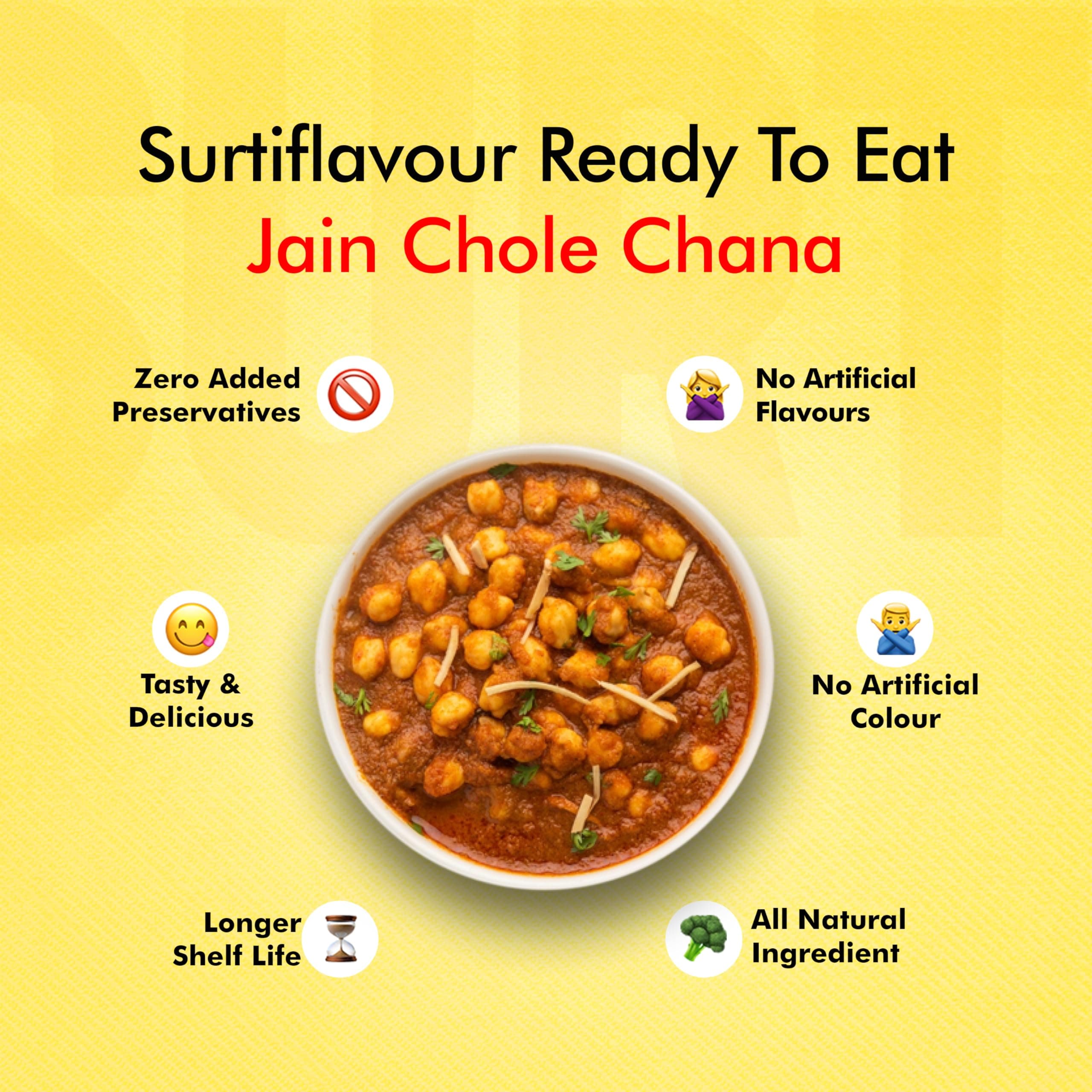 Surtiflavour Authentic Jain Chole Chana, Instant Ready-to-Eat, 250 gram, Gluten-Free, Preservative-Free, Vegetarian (Pack of 1) — image 4