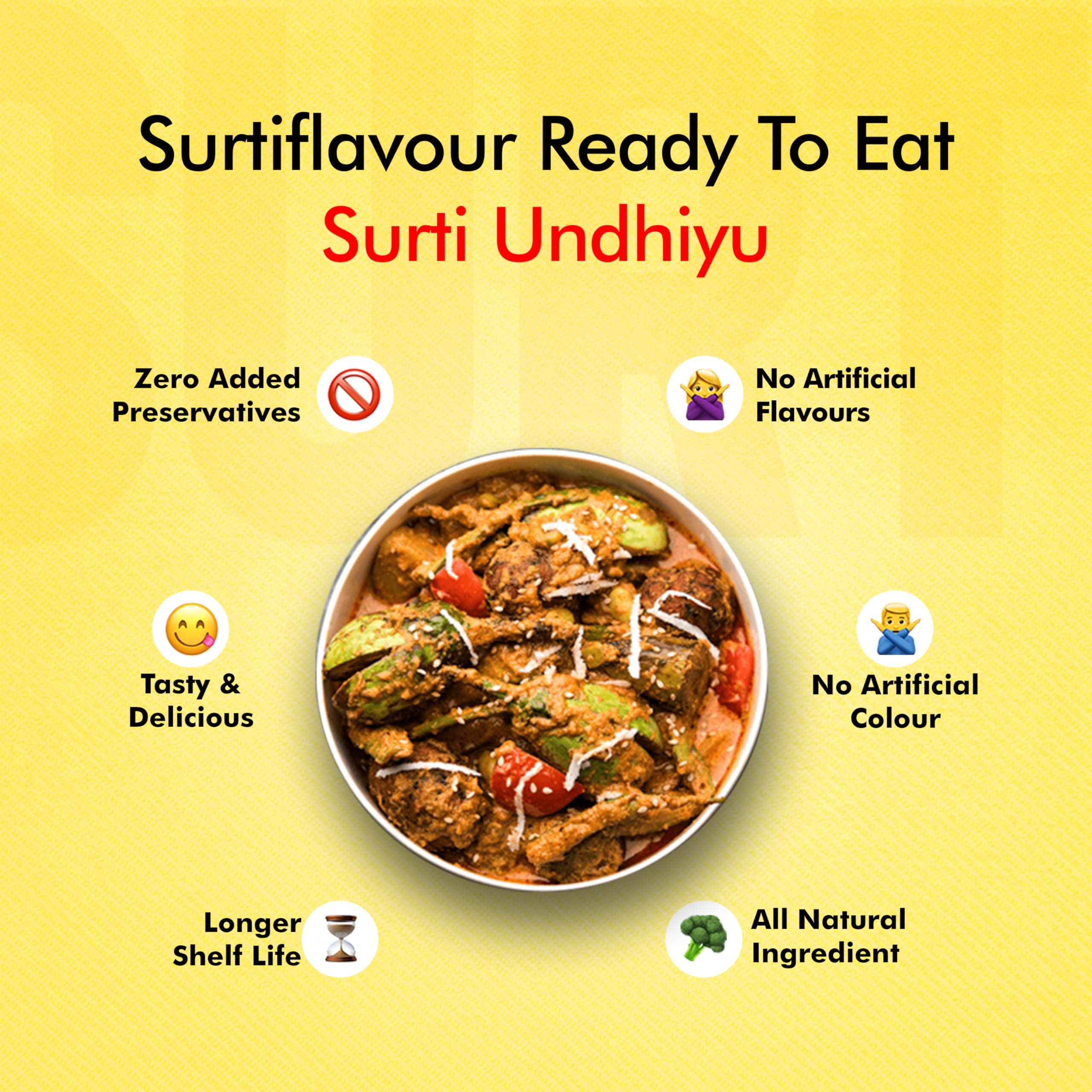Surtiflavour Surti Undhiyu 250gram pack of 1Authentic Indian Culinary Delight Instant Ready-to-Eat Paneer Dish | Gluten-Free | Preservative-Free | Just Add Hot Water | Rich Taste & Aroma — image 8