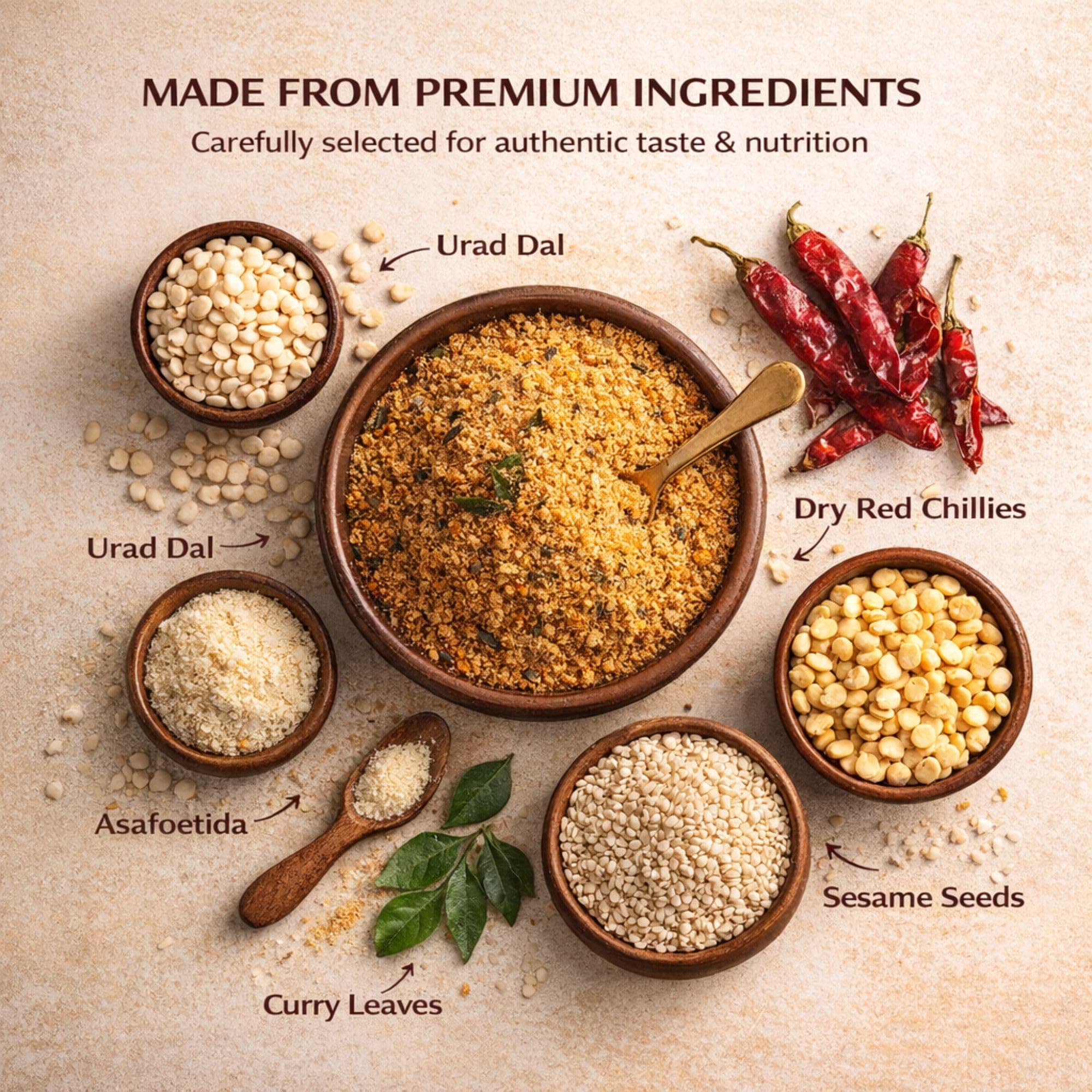 6Flavors Idli Podi Powder 250g | Chutney Powder | Podi Masala South Indian | Gunpowder Podi for Idli, Dosa & Rice | No Onion No Garlic | No Preservatives | Flavor: (Spicy & Hot) — image 7