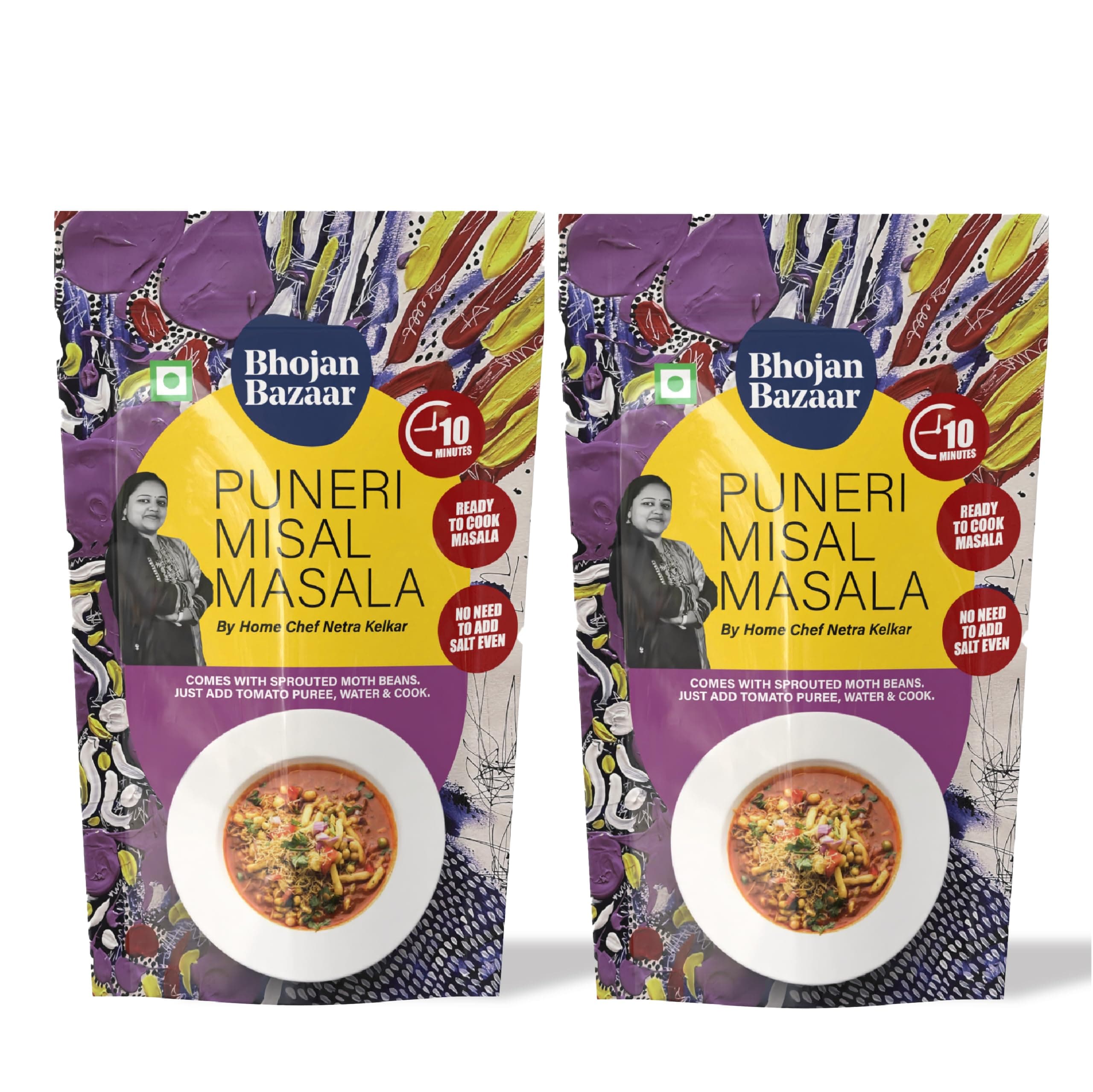Bhojan Bazaar Instant Puneri Misal Masala Powder, Instant Recipe Mix, No Preservatives, No Added Colours & Flavors, High Protein & Fiber-Rich Food, Authentic Misal Pav Masala Taste, 70 gms, Pack of 2 — image 2