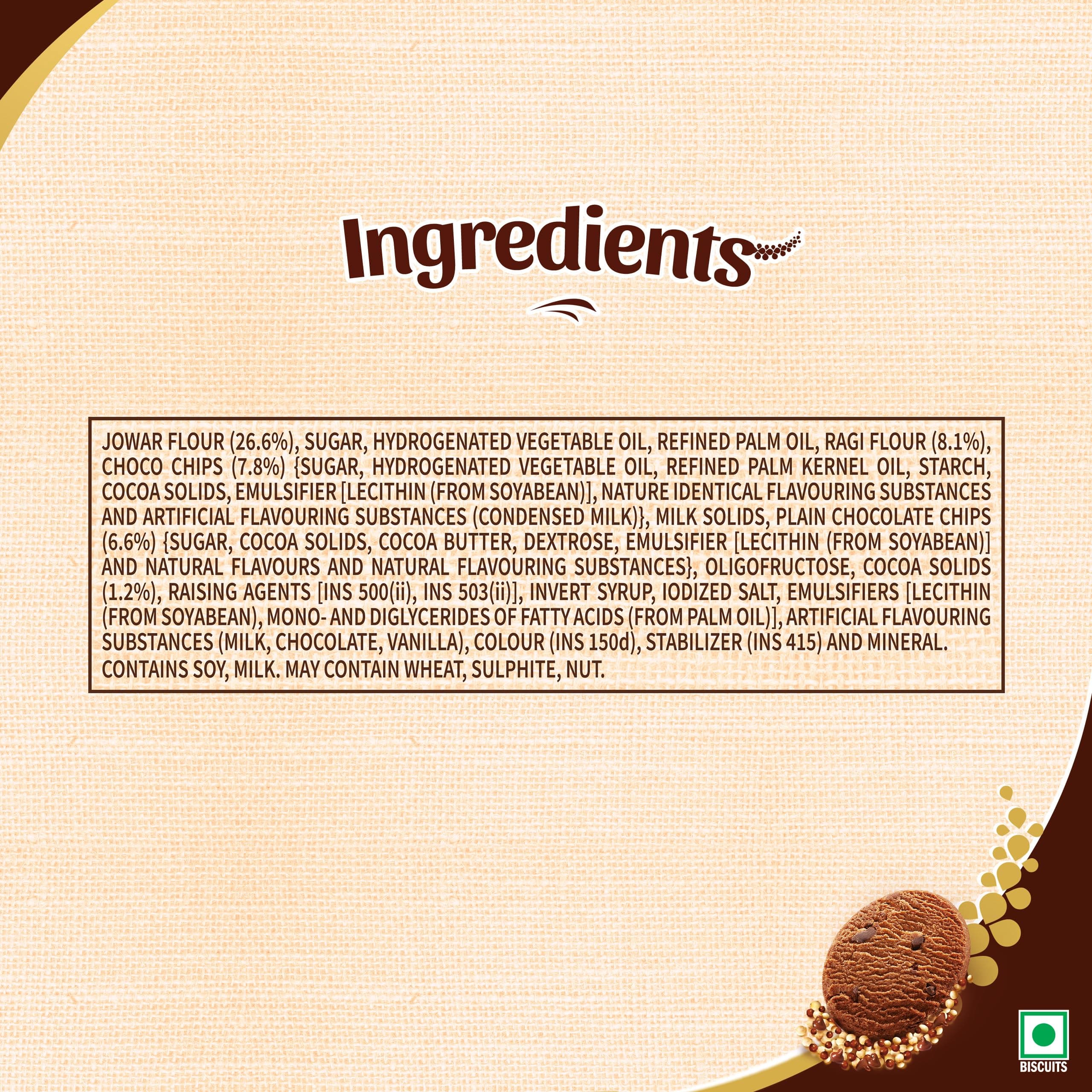 sunfeast Farmlite Super Millets Ragi and Jowar Chocochip Cookies, Delightfully Tasty & Crunchy, Made with No Added Maida, Millet Biscuits, 75g — image 3