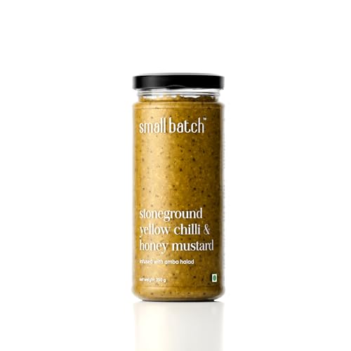 SMALLBATCH Stone Ground Yellow Chilli & Honey Mustard, Authentic Mustard Seeds, Gourmet Condiment, Sauce, Spread, Dip, Salad Dressing, No Preservatives, Pure Veg - 200g