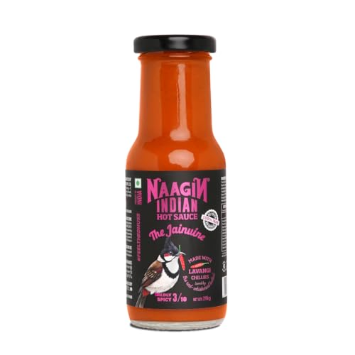 Naagin Jainuine Hot Sauce (215g) | Jain Friendly | No Onion, No Garlic | Mildly Spicy | Fruity & Balanced | Vegan | Dip, Cook | Perfect for Snacks, Indian Meals & Cooking