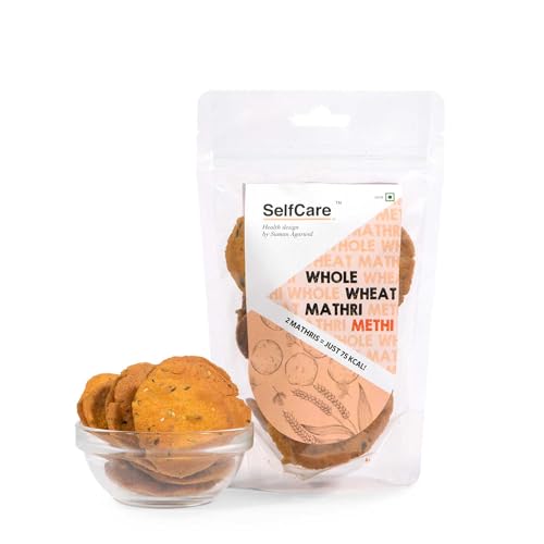 SelfCare By Suman Agarwal Whole Wheat Mathri - Methi Pack of 1 125g | Fiber-rich | Savoury - Snacks - Namkeen - Grocery | Spicy Crunchy & Chatpata - Tea time Snacking | Diabetic Jain & Travel Friendly
