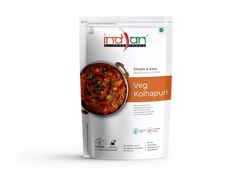 Indian Kitchen Foods Jain Veg. Kolhapuri |Freeze Dried Gluten-Free Ready to Eat Instant Vegetarian Meal - Rehydrated Wt. 260 gm