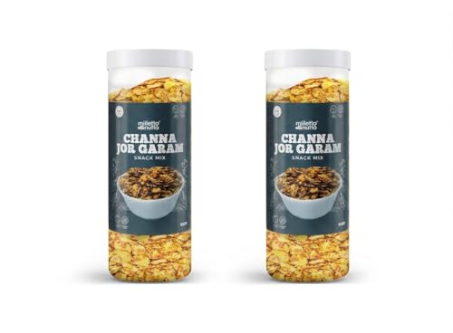 Milleto & Nutto Channa Jor Garam Snack Mix 130g | Pack of 2 | Healthy Namkeen Mix for Tea Time & Evening Snack | High Protein, Gluten Free, Crispy Roasted Chana Chur | Indian Traditional Snack for Office & Travel |