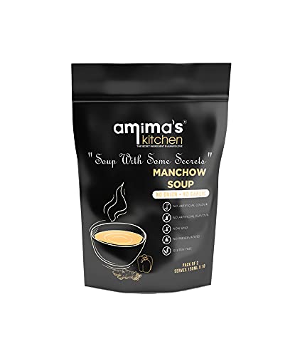 Amima's Kitchen Veg. Manchow Jain Soup (No Onion No Garlic) - 100 Grams [Serves 10] | Instant Soup Mix Powder | Ready To Cook | No Artificial Flavour & Colour | Gluten Free | Non GMO | Healthy Soup