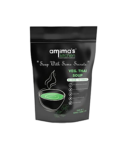 Amima's Kitchen Veg. Thai Jain Soup (No Onion No Garlic) - 100 Grams [Serves 10] | Instant Soup Mix Powder | Ready To Cook | No Artificial Flavour & Colour | Gluten Free | Non GMO | Healthy Soup