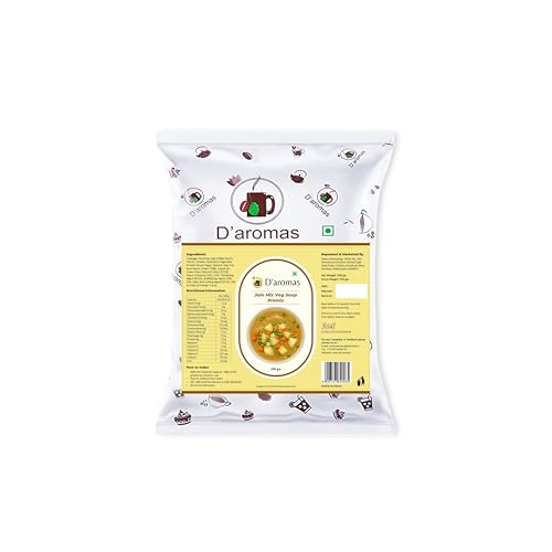D'aromas Instant Mix Veg Soup 10Kg, Instant Premix Powder With No Onion & No Garlic, Instant Mix Powder, Veg Soup, No Artificial Flavour & Colour (Each 500gm) (Pack Of 20)