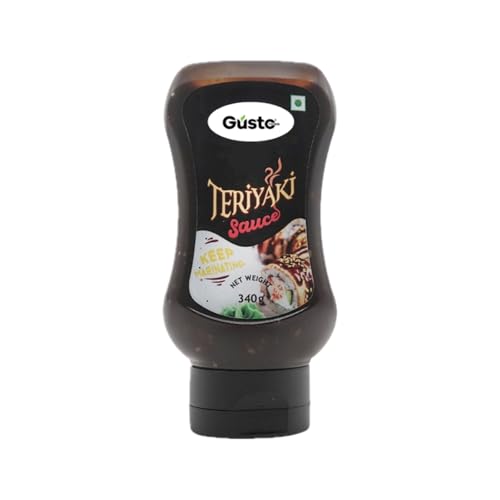 Gusto Foods Teriyaki Sauce (340g), Premium Japanese Style Teriyaki Sauce, Perfect for Marination, Stir Fry, Glazing, Balanced Vegan Sweet & Sour Zingy Dipping Sauce with Umami and Sesame Flavors