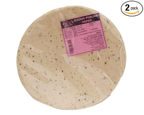 JAIN'S PURE MOONG PUNJABI PAPAD 200 GM | Ready to Cook Papad (Pack of 2)