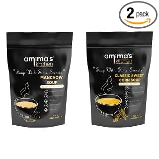 Amima's Kitchen Combo Of Manchow + Classic Sweet Corn Jain Soup (No Onion No Garlic) - 100 Grams (Pack of 2) | Instant Soup Mix Powder | Ready To Cook | No Artificial Flavour & Colour | Gluten Free | Non GMO | Healthy Soup