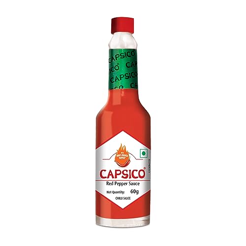 Dabur Capsico Red Pepper Sauce - 60g (Chilli Sauce) | Red Hot Sauce | For Pizza, Pasta, Sandwich & Mocktails | Made With Fresh Bhut Jolokia Pepper : Spiciest Chilli | Pure & Authentic Chilli Sauce | NO Artificial Flavours