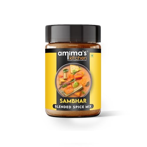 Amima's Kitchen Sambhar Jain Spice Mix (No Onion No Garlic) – 100 Grams | Blended Spice Mix | For Healthy and Delicious Cooking | No Synthetic Flavour & Color | Ready Masala Powder