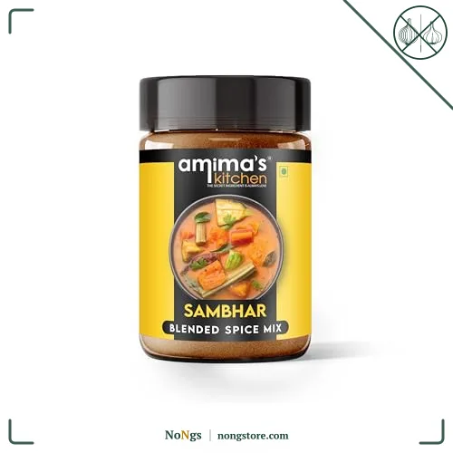 Amima's Kitchen Sambhar Jain Spice Mix (No Onion No Garlic) – 100 Grams | Blended Spice Mix | For Healthy and Delicious Cooking | No Synthetic Flavour & Color | Ready Masala Powder