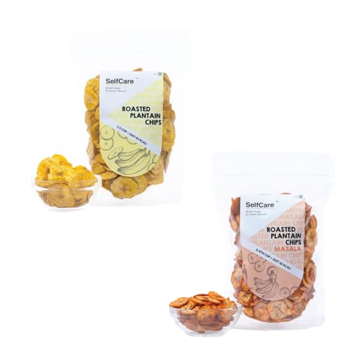 SelfCare By Suman Agarwal Roasted Plantain Chips - Plain & Masala - (Combo Pack) 125g Each| Healthy - Gluten Free | Savoury - Namkeen - Grocery | Workout - Tea time Snacking | Jain & Travel Friendly