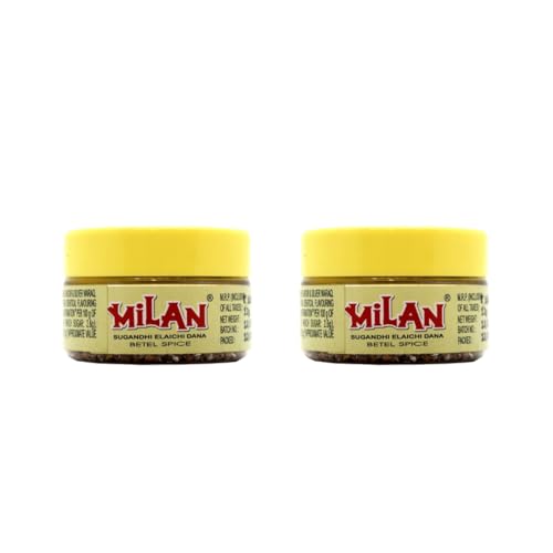 MILAN ELAICHI DANA - 2 Containers - With Silver Waraq - Fresh & Fragrant - Sweetens your mouth & cleans your breath - Convenient pack -