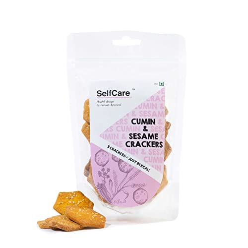SelfCare By Suman Agarwal Cumin & Sesame Crackers Pack of 1 125g | Baked - Healthy - Vegan | Snacks - Namkeen - Grocery | Spicy Crunchy & Chatpata - Tea time Snacking | Jain & Travel Friendly