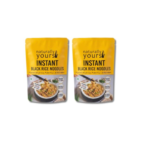 Naturally Yours Black Rice Instant Ramen Noodles | Black Rice, Millet & Whole Wheat | No Maida, No MSG, Not Fried | No Onion No Garlic, Jain Friendly | High Protein | Ready in 2 Minutes | 175g Pack 2