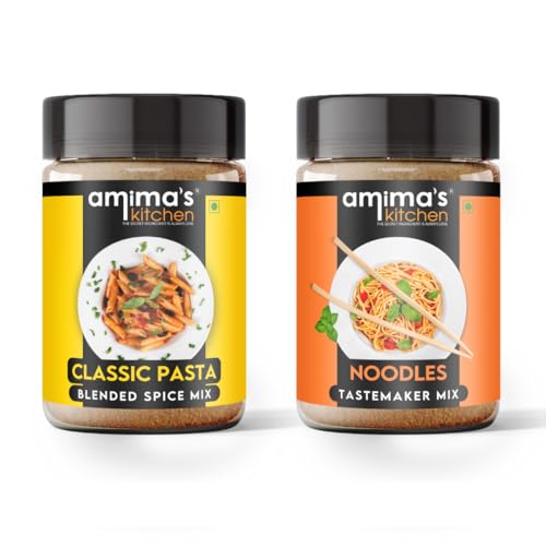 Amima's Kitchen Combo Of Classic Pasta Spice Mix & Noodles Tastemaker Jain Spice Mix (No Onion No Garlic) – 100 Grams (Pack of 2) | Blended Spice Mix | Pure & Hygiene | For Healthy Cooking | No Synthetic Flavour & Color