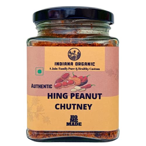 Indiana Organic Hing Peanut Chutney, Hand Pounded Hing Peanut Chutney | Shenga Chatni - 150 gram | No Onion & Garlic
