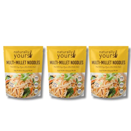 Naturally Yours Multi Millet Hakka Noodles | Ragi, Bajra, Little, Kodo & Barnyard Millet with Whole Wheat | No Maida, No Onion No Garlic, Jain Friendly, Vegan, Preservative Free | 180g Pack of 3